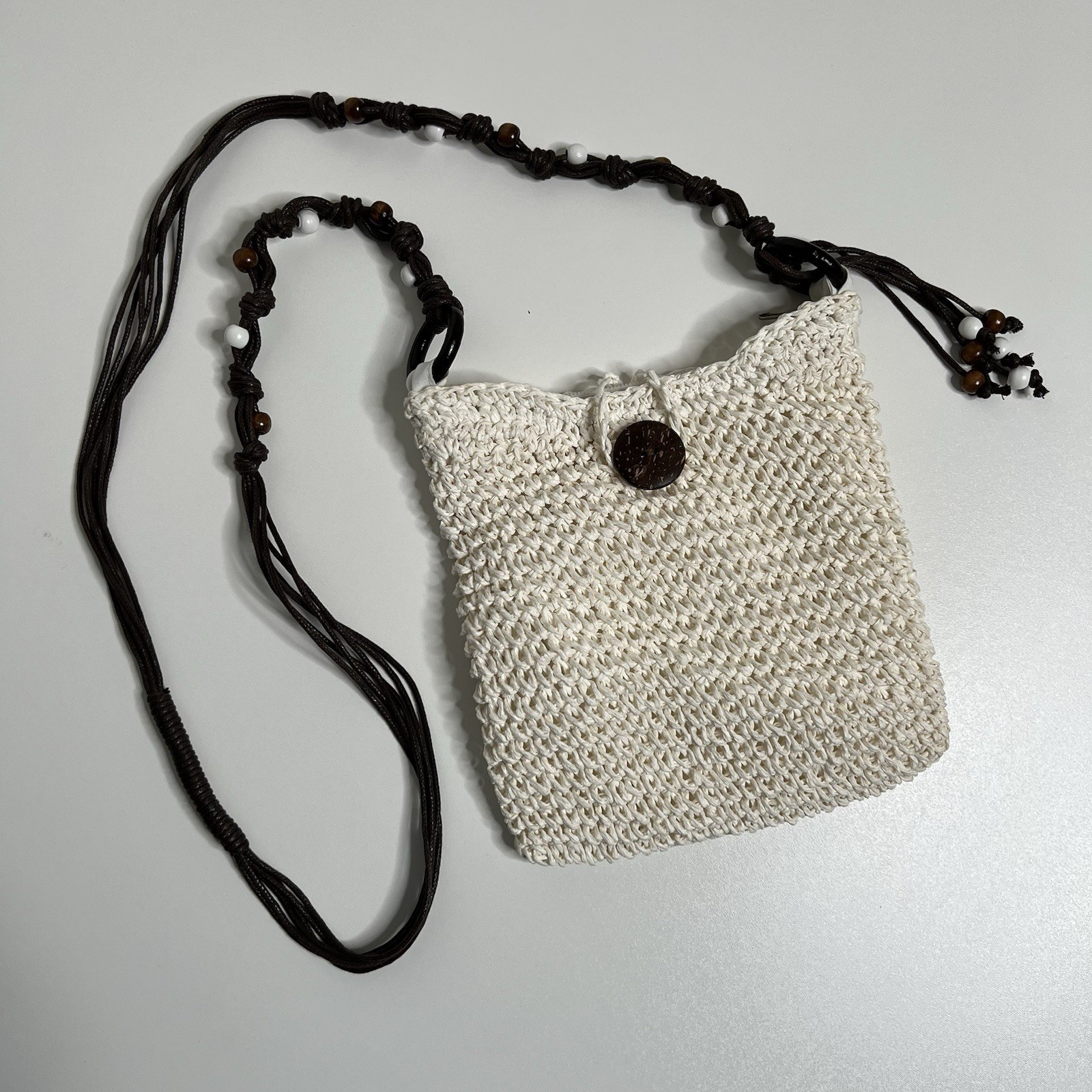 Paper Woven Small Womens Purse Crossbody Bag – Beige, Brown