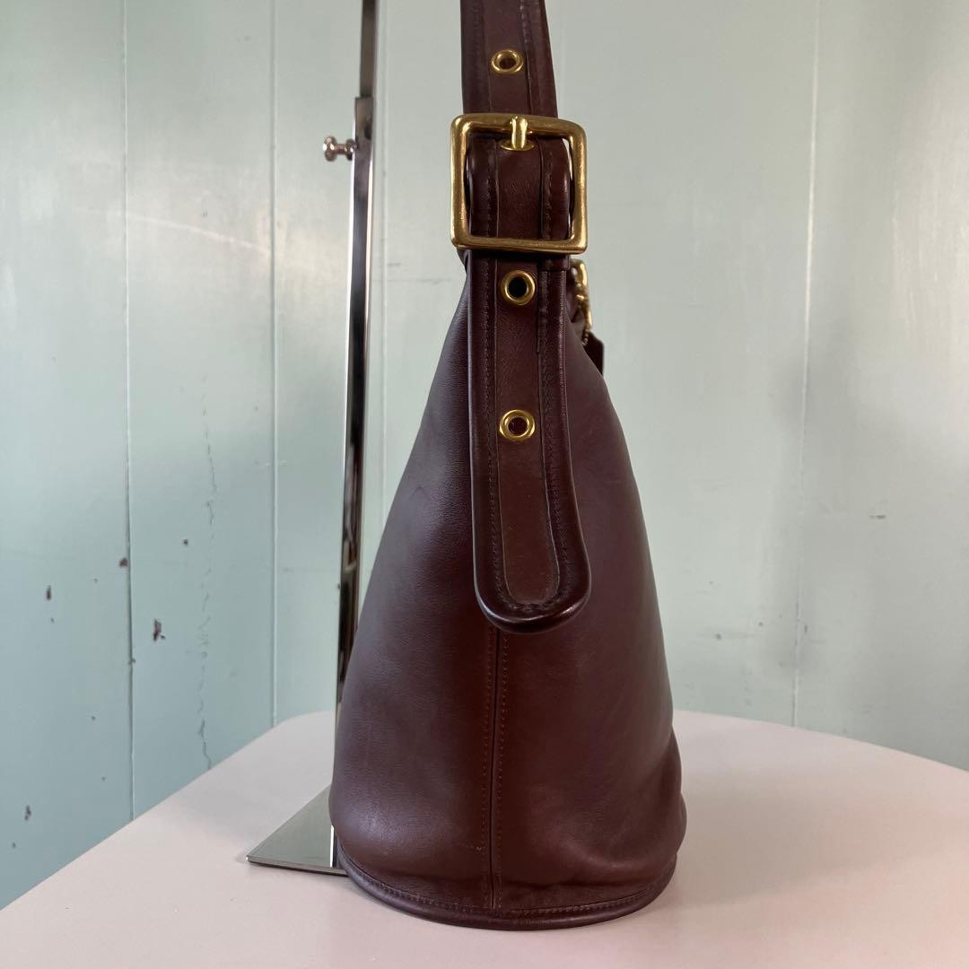 Rare Old Coach Grained Leather Leather Bucket Style Shoulder Bag FROM JAPAN