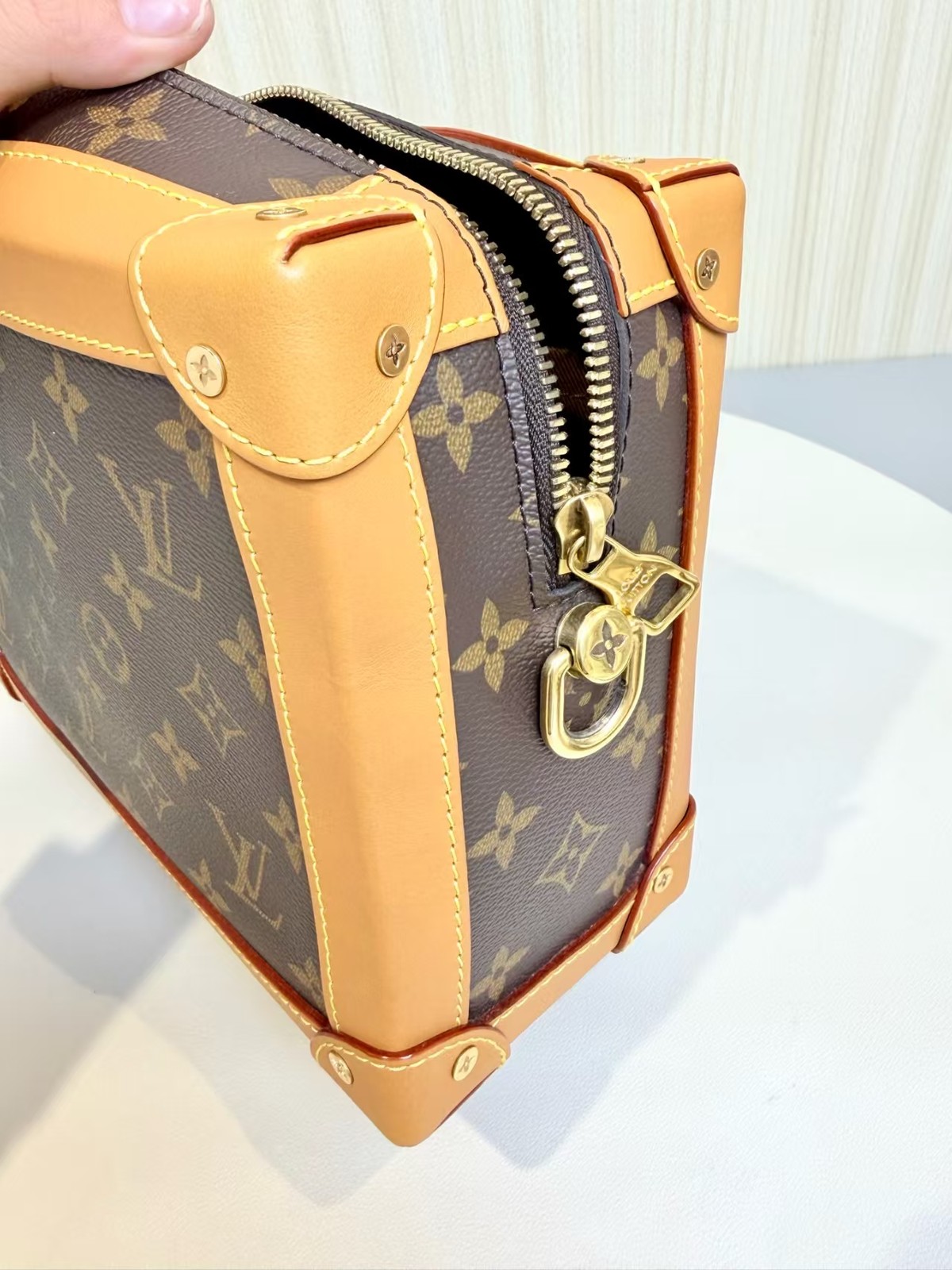 AUTH Louis Vuitton Soft Trunk Monogram Canvas Crossbody Box Bag used