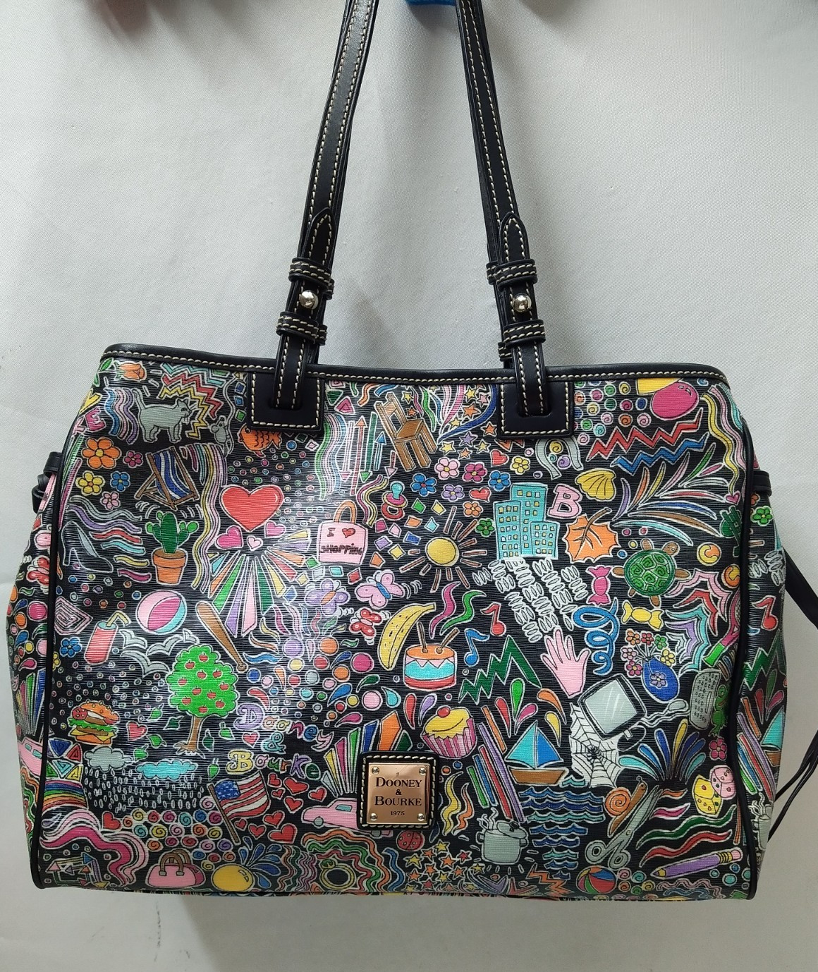 Dooney & Bourke Whimsy Multicolored Leather Double Handles Tote Bag