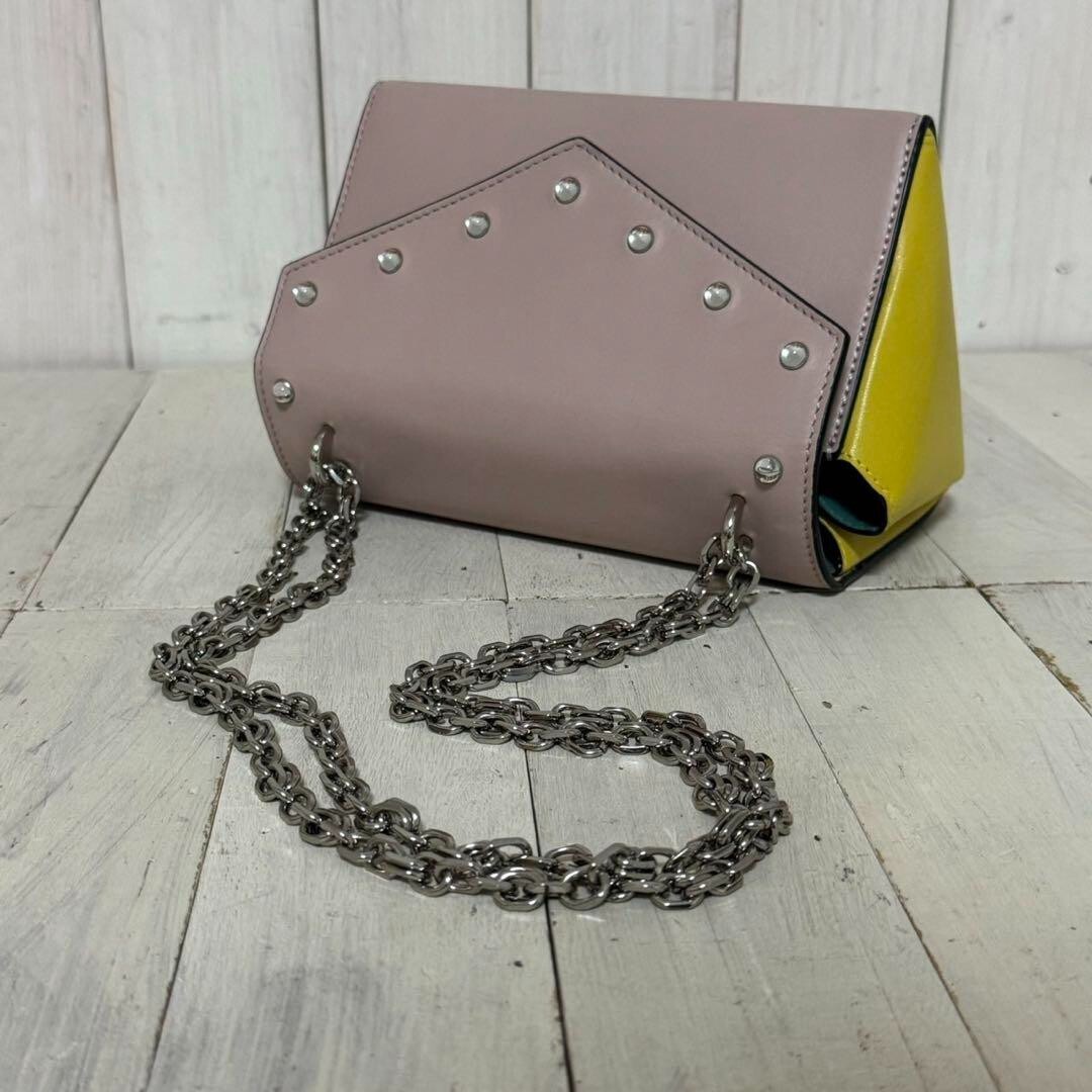 MARNI Mini Shoulder Bag Chain Smoke Pink 3.9*7.4*5.1 inch