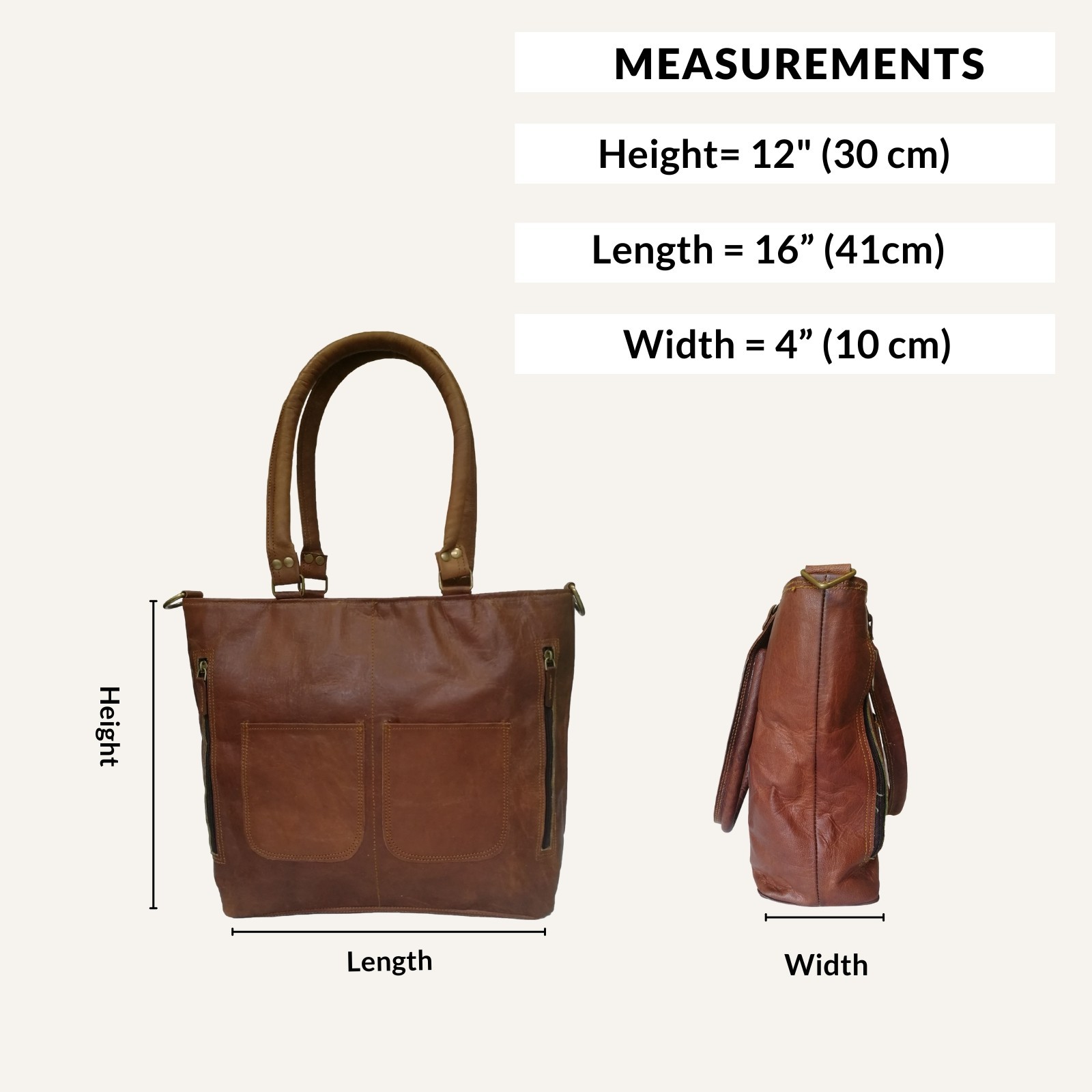Genuine Leather Brown Tote Bag Work Travel Shoulder Bag Medium Crossbody Handbag