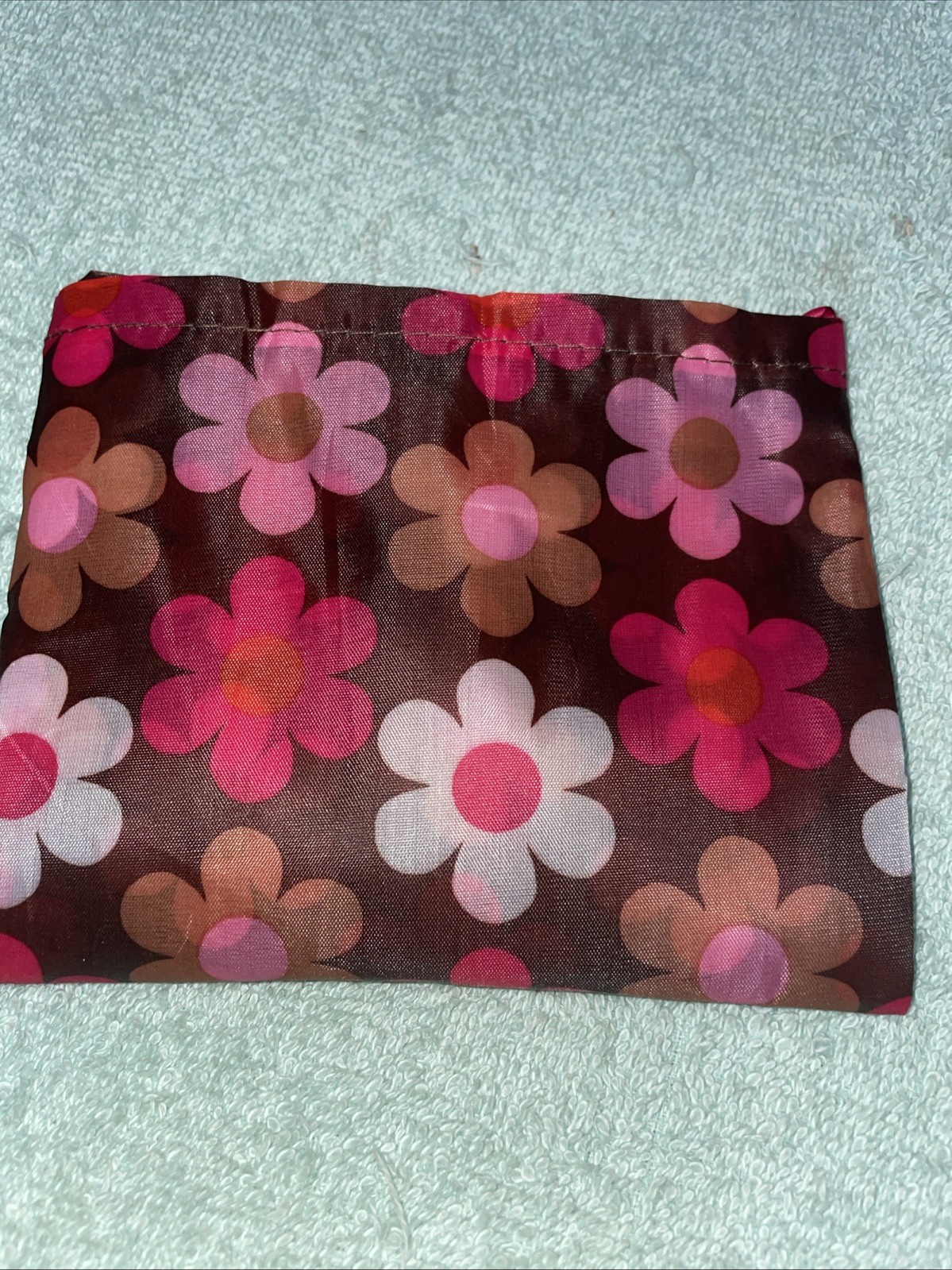 Floral Print Reusable Nylon Tote Foldable Packable Bag 17 In X 15 In New No Tag