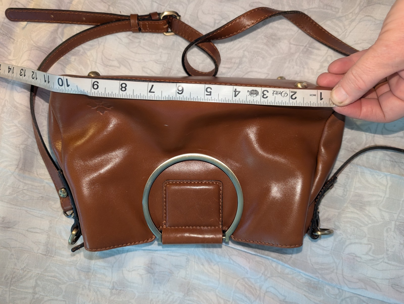 Patricia Nash Brown Empoli Leather Purse Satchel Heritage Collection Crossbody