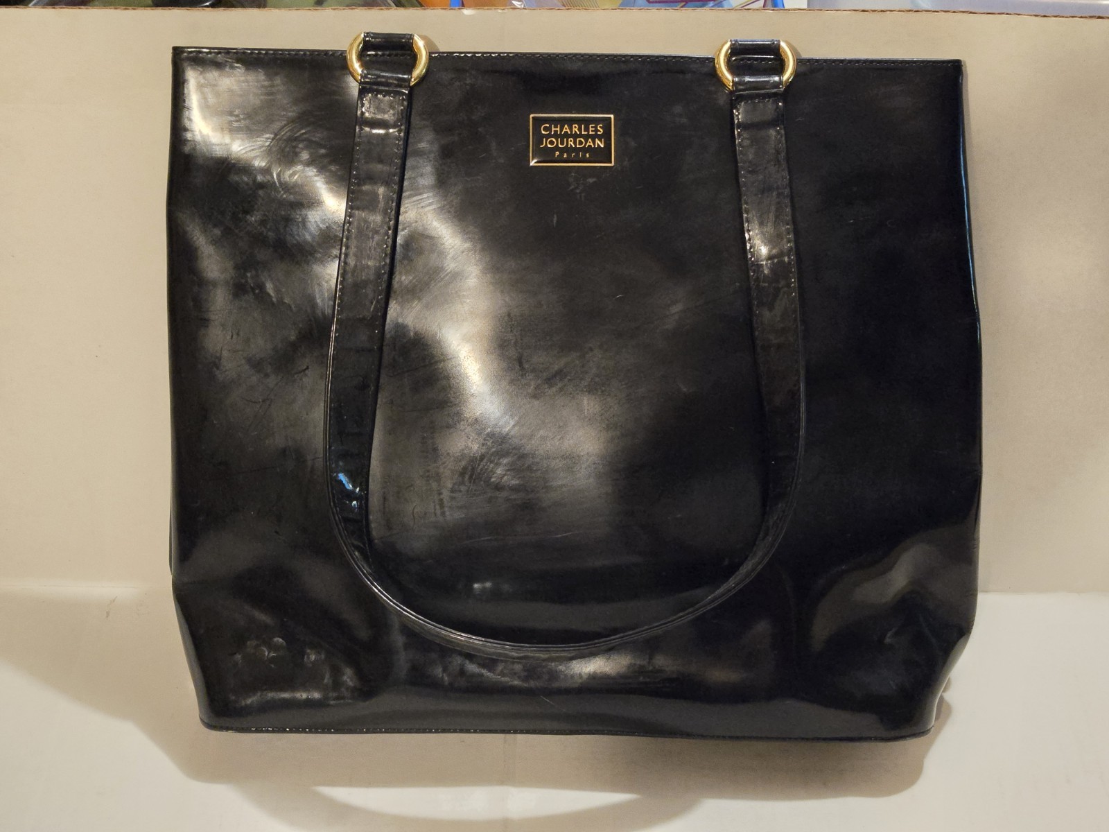 Vintage Charles Jourdan Black Leather Handbag, Made in Italy
