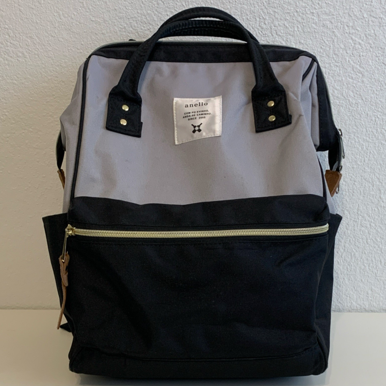 Anello Gray/Black Backpack Zip Closure Top Handles