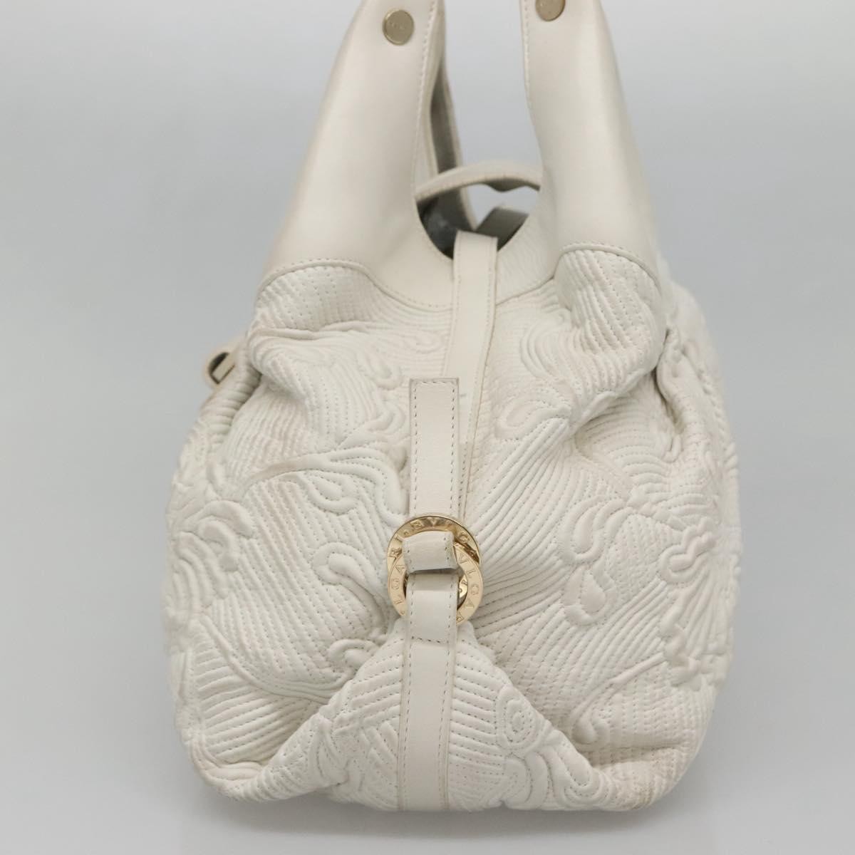 BVLGARI Chandra Shoulder Bag Leather White Gold Auth 140646