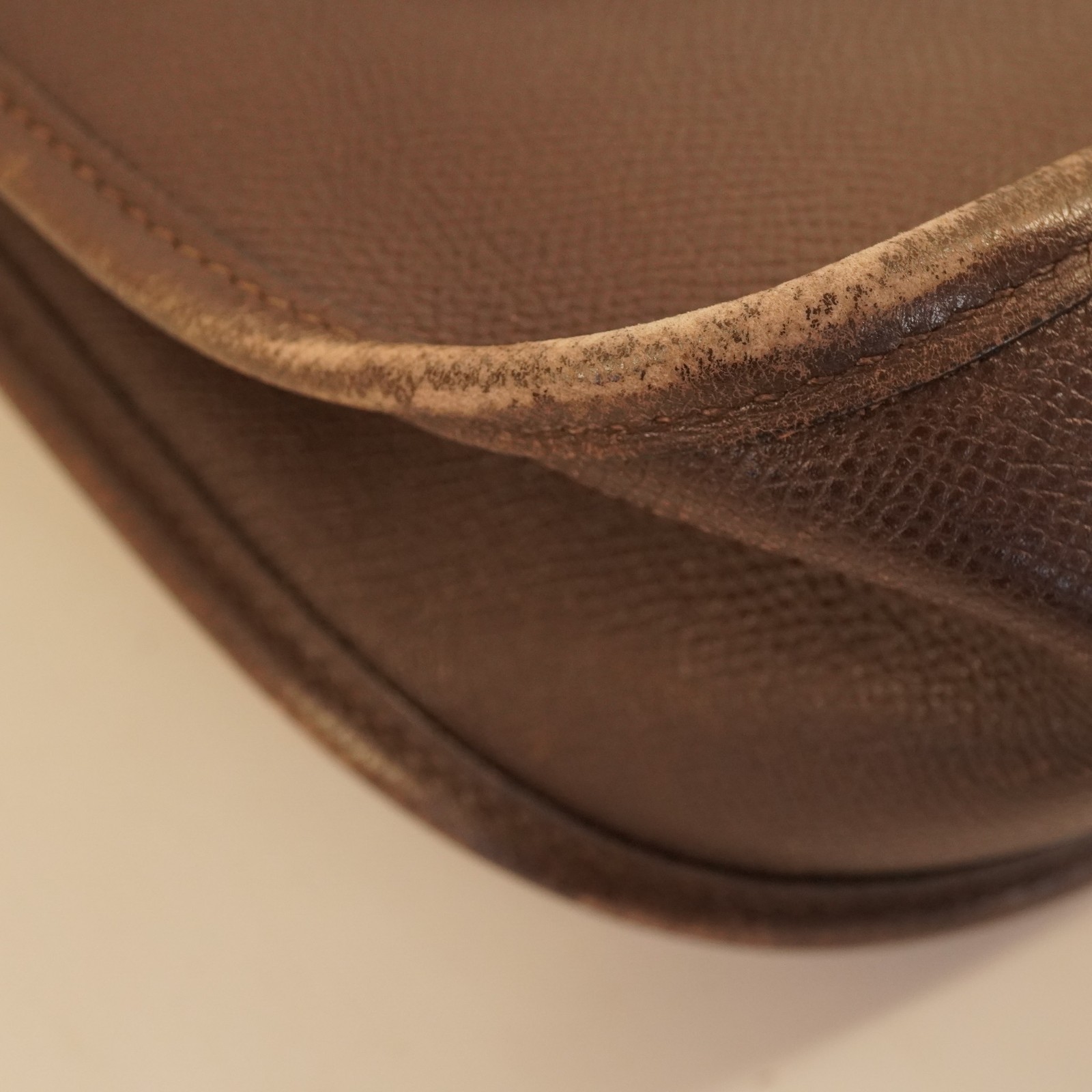 HERMES Evelyne III GM Togo Brown Leather Crossbody Bag w Dust Bag & COA