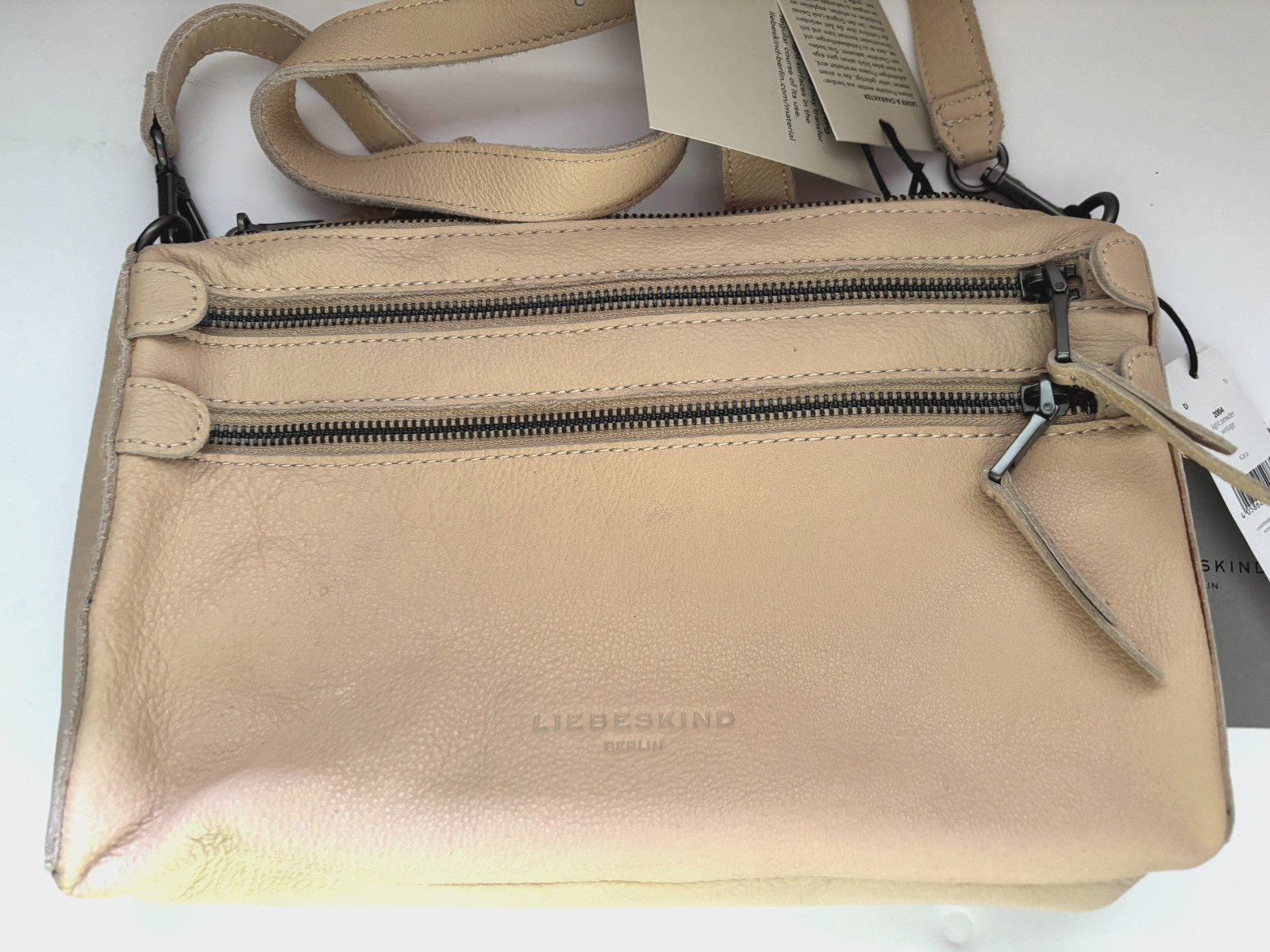 LIEBESKIND BERLIN KARA Leather Crossbody Lt Beige Bag Medium 7x11x1.5″ NWT $178