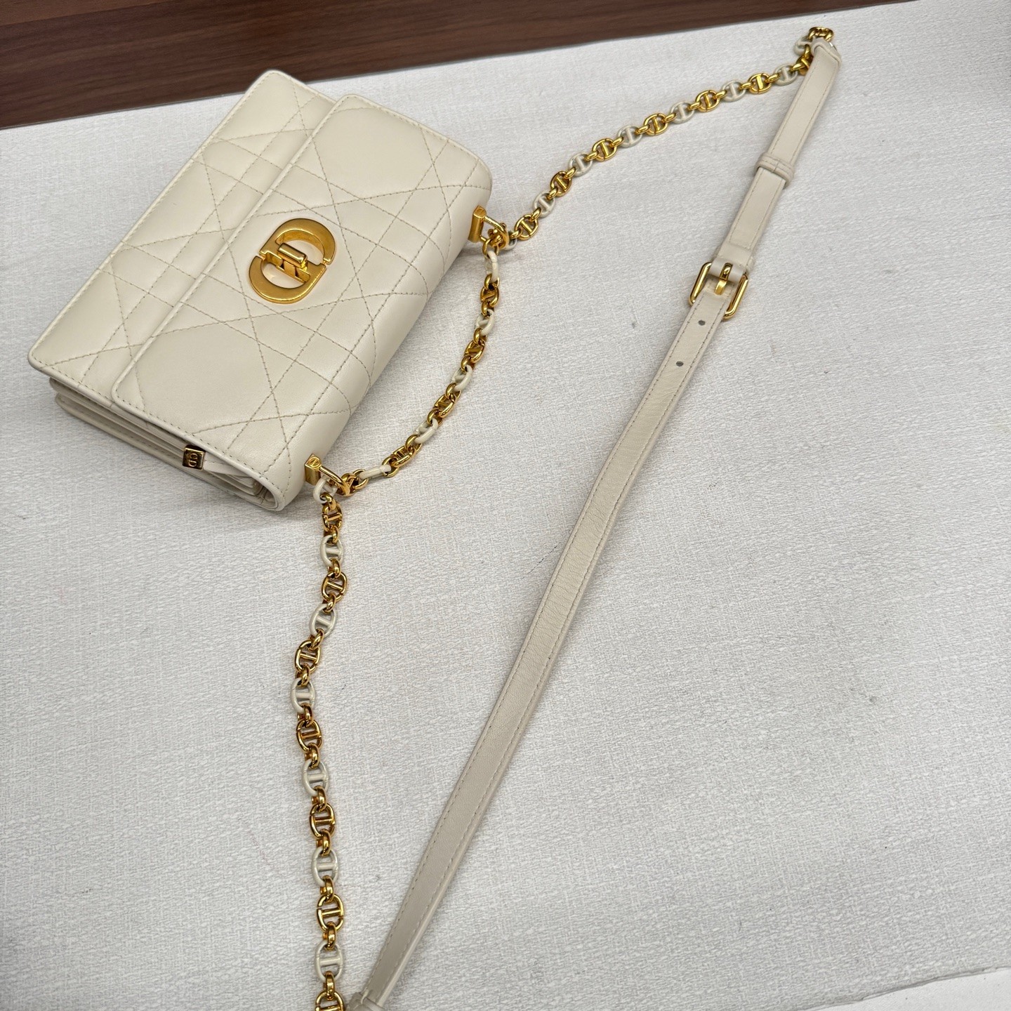 Dior Miss Caro Small Milk White Calfskin Shoulder Crossbody Bag US Ship