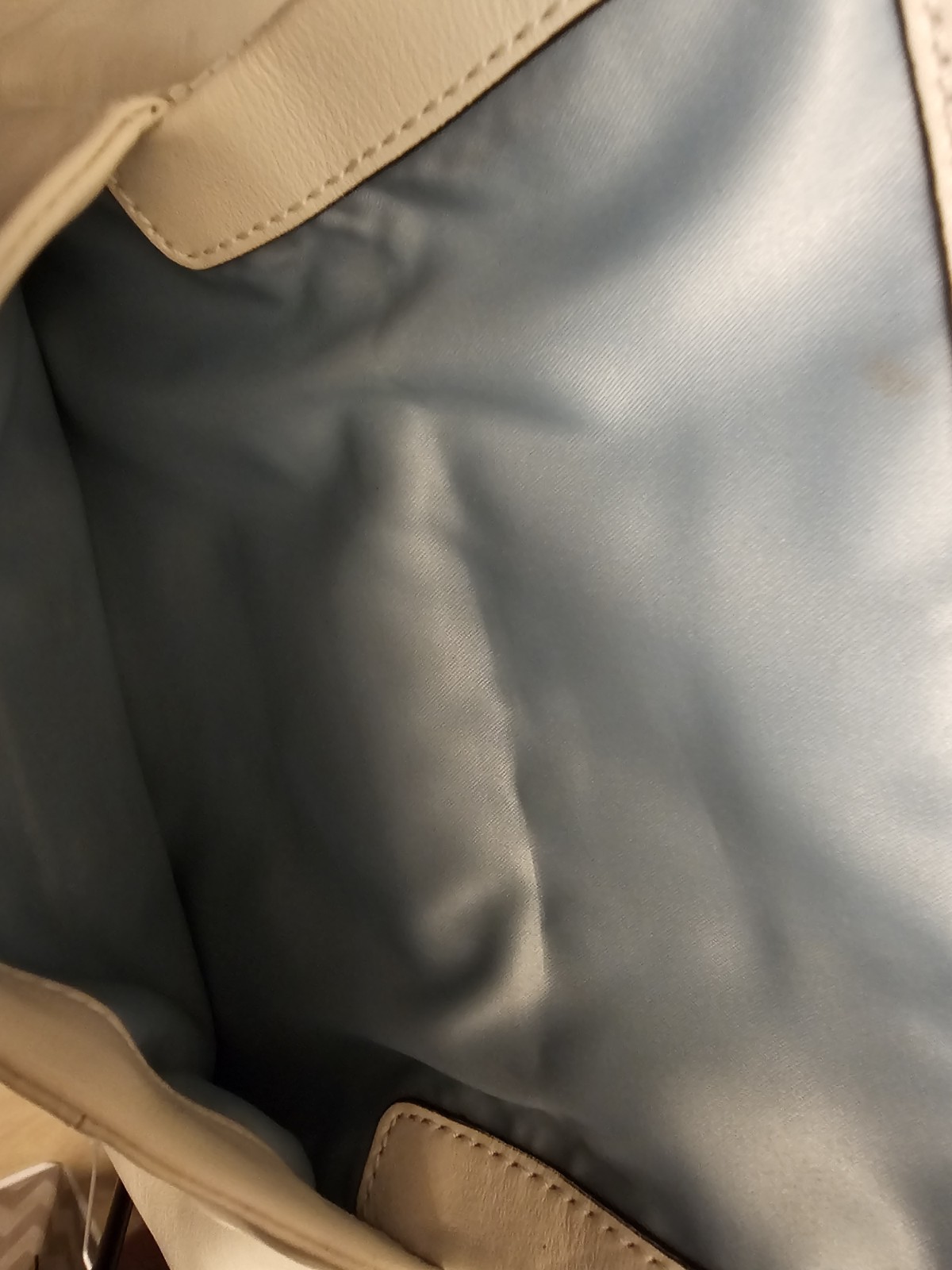 Coach Kristen Ivory Hobo Shoulder Bag Zip Silver Hardware Blue Lining