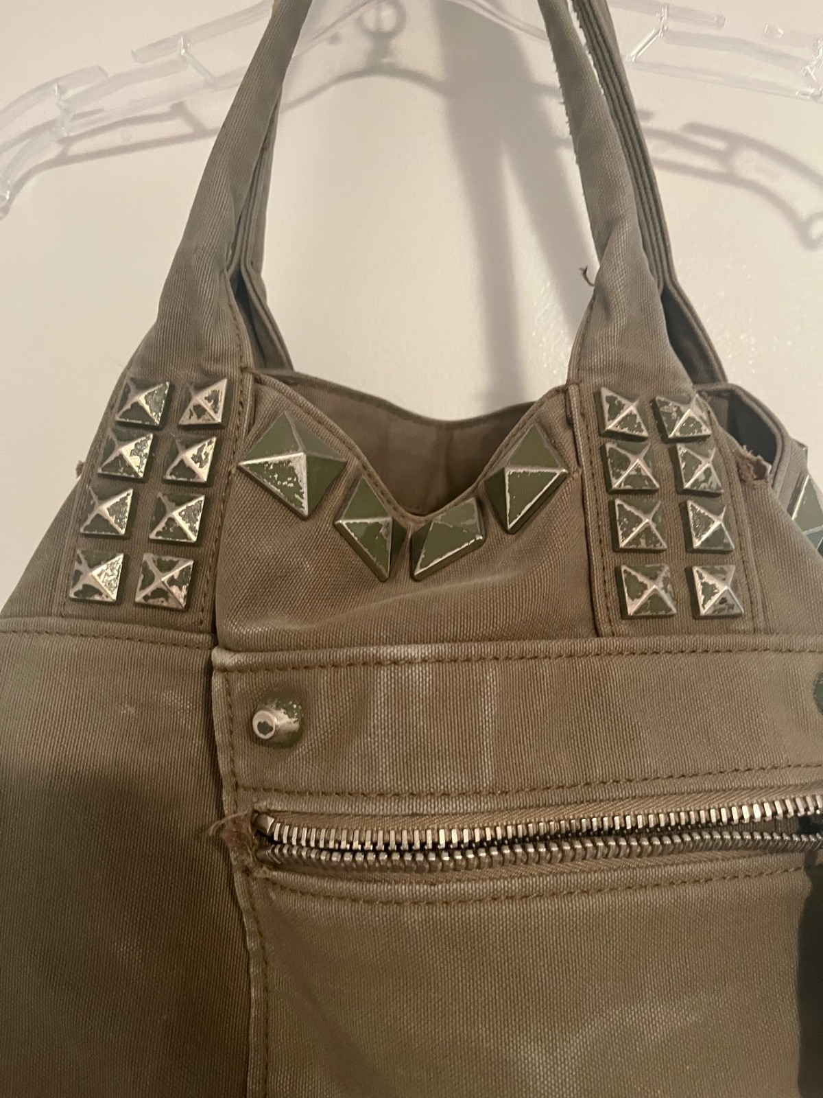 vintage Marc Jacobs heavy canvas tote with studs