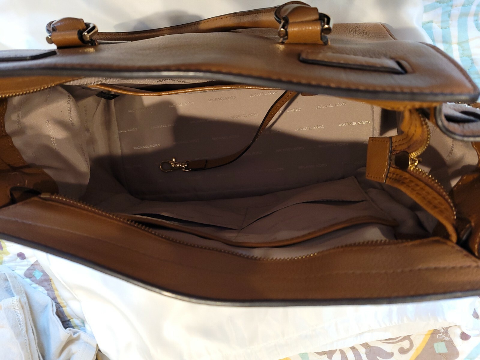 Michael Kors Hamilton Satchel Brown Luggage Gold Lock Hardware EUC CLEAN CLEAN!