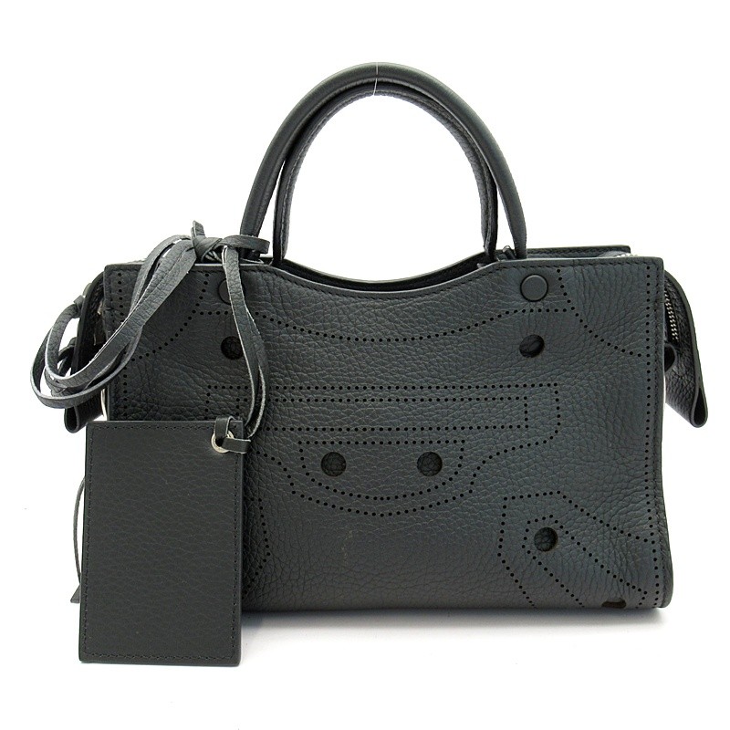 BALENCIAGA Blackout City XS 490610 Calfskin Handbag black USED