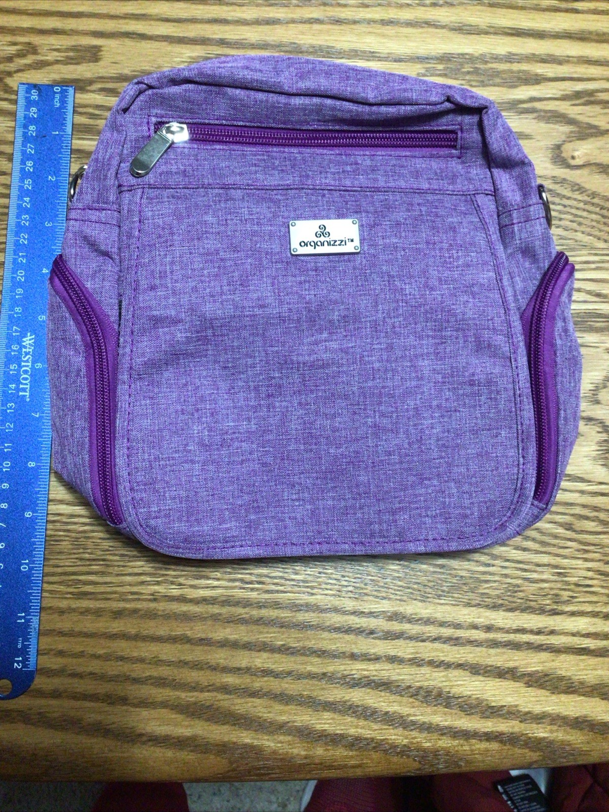 Organizzi Heathered Purple Crossbody Bag With Multi Compartments