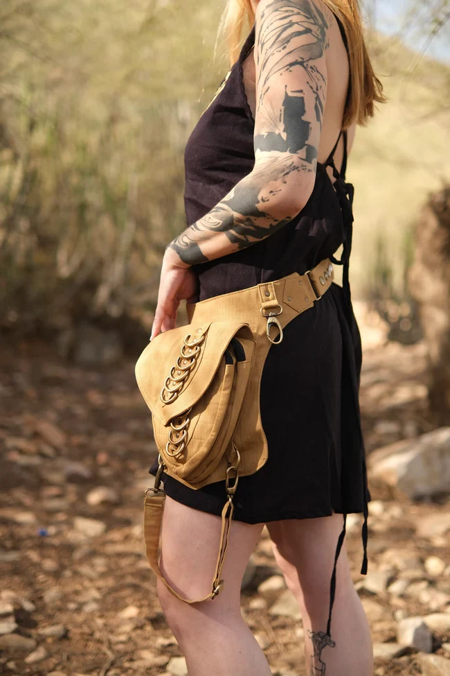 Utility Belt Canvas Hip Pouch with Pockets bag, Festival Fanny Pack Boho Pocket