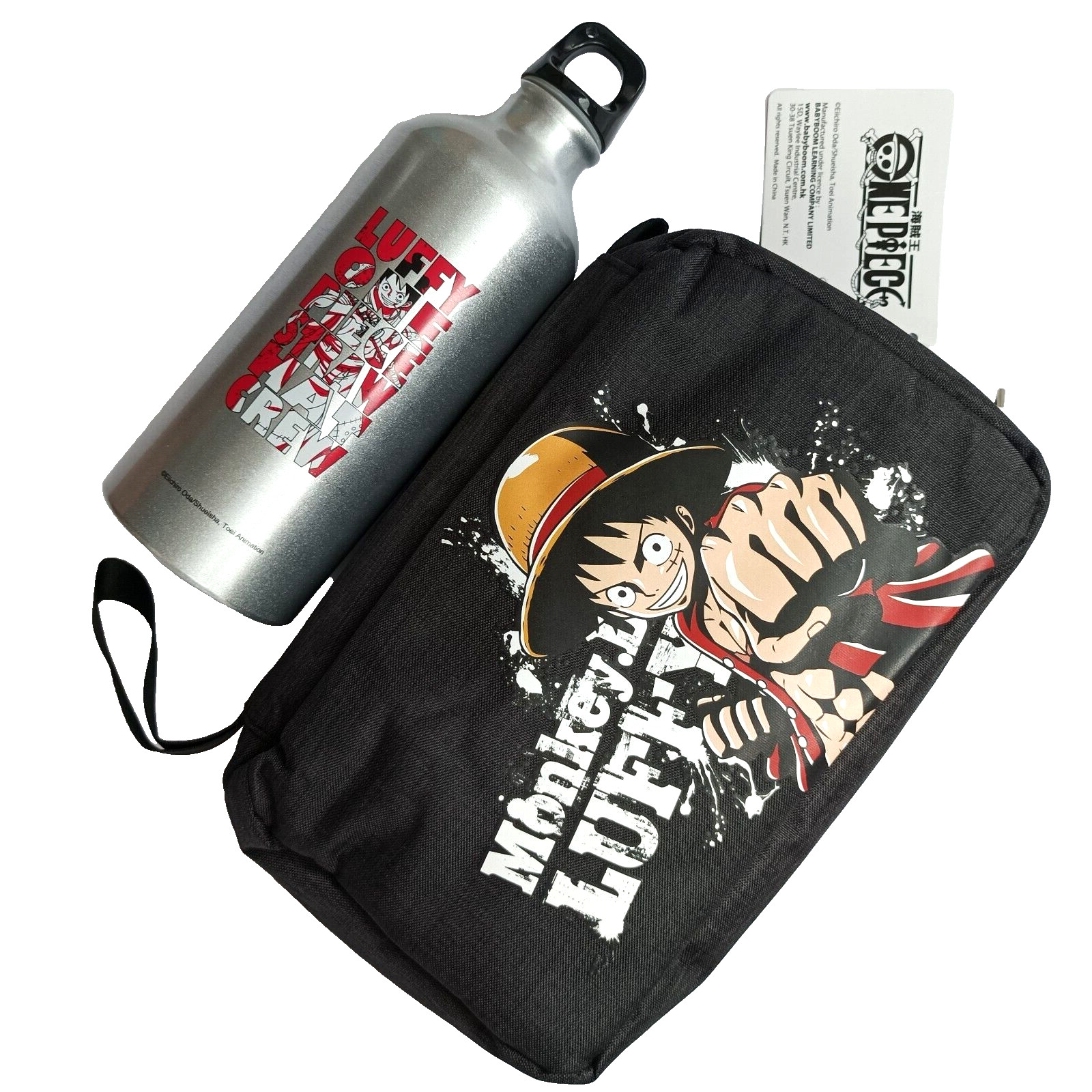 Luffy Straw Hat Pirates Dopp Kit + Luffy Aluminum Bottle 17.0 Fl. Oz. Combo Set