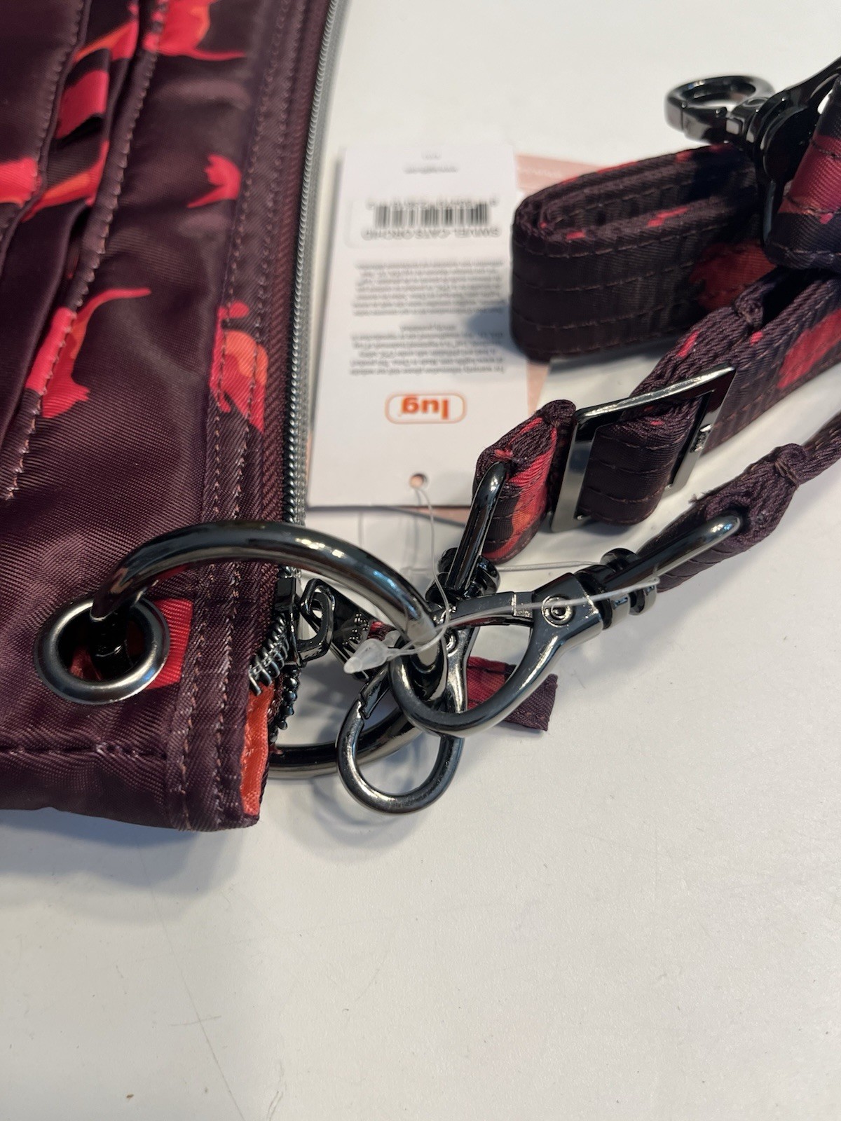 Lug Swivel Crossbody Expandable Bag Cats Orchid Cellphone Pocket NWT