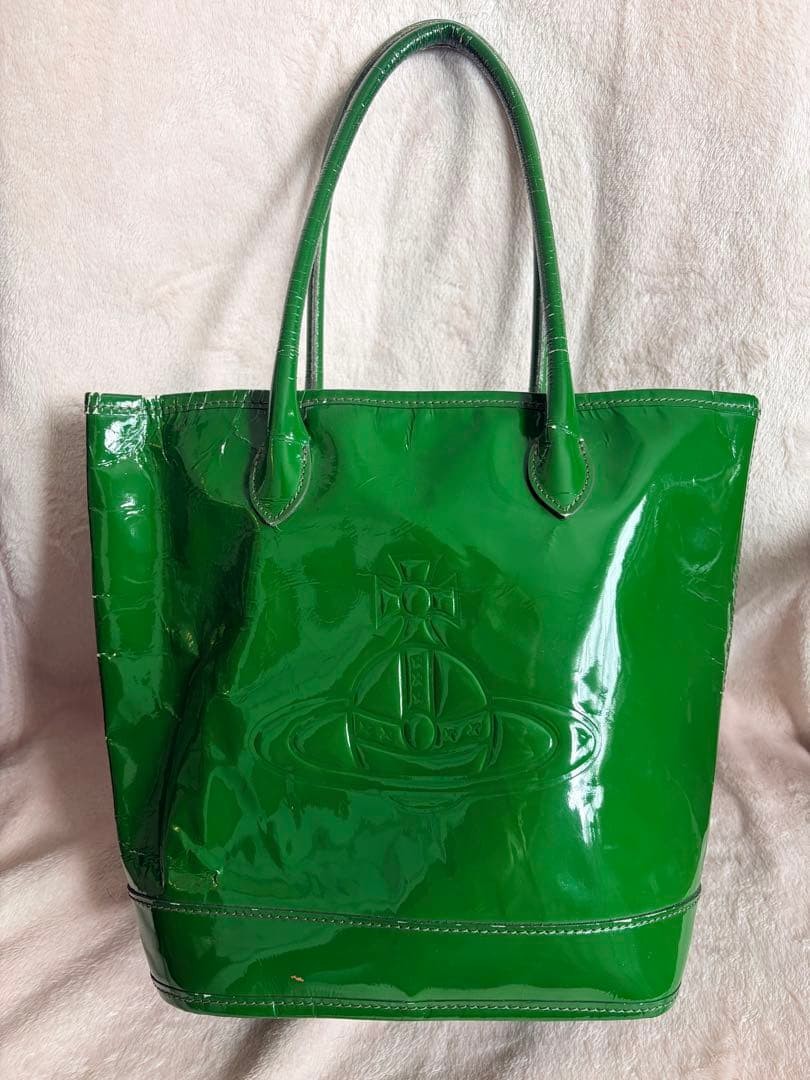 Vivienne Westwood Vintage Green Enamel Tote Bag Pop Color #FF AGA