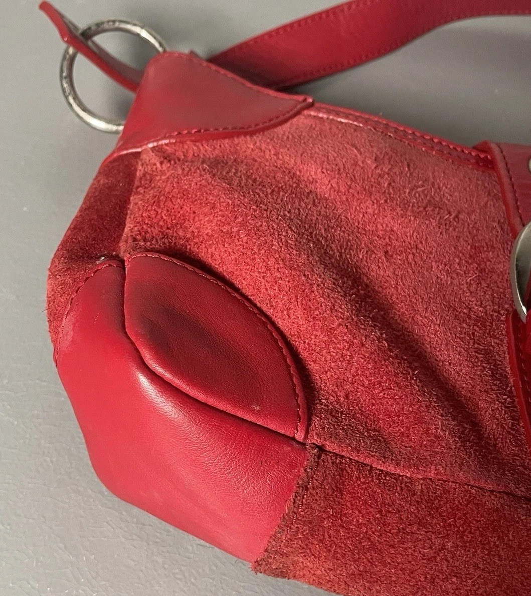 Bath And Body Works Red Suede Leather Purse Shoulder Bag