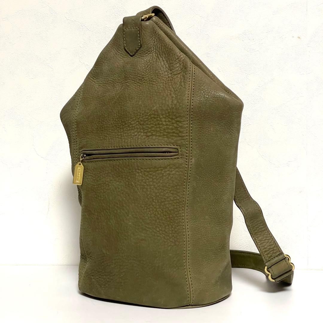 Old Coach 4944 Crossbody Bag Nubuck Leather Khaki Vintage Shoulder Drop 17.32 in