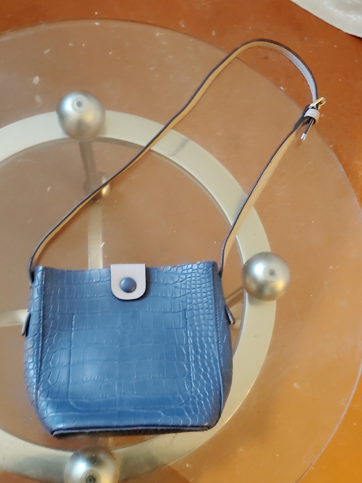 Women’s Vegan leather Blue Croc Shoulder Bag