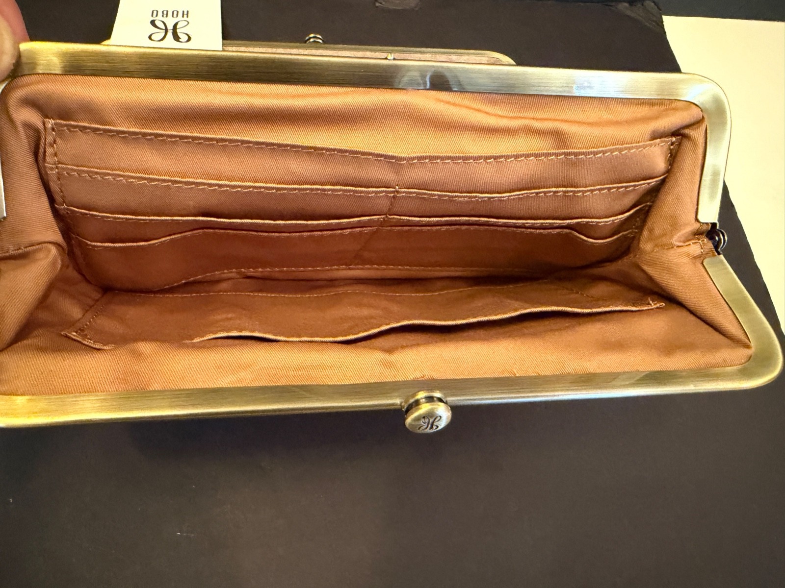 Hobo Brand Lauren Pleated Leather Studded Wallet Clutch Hazel New With Tag