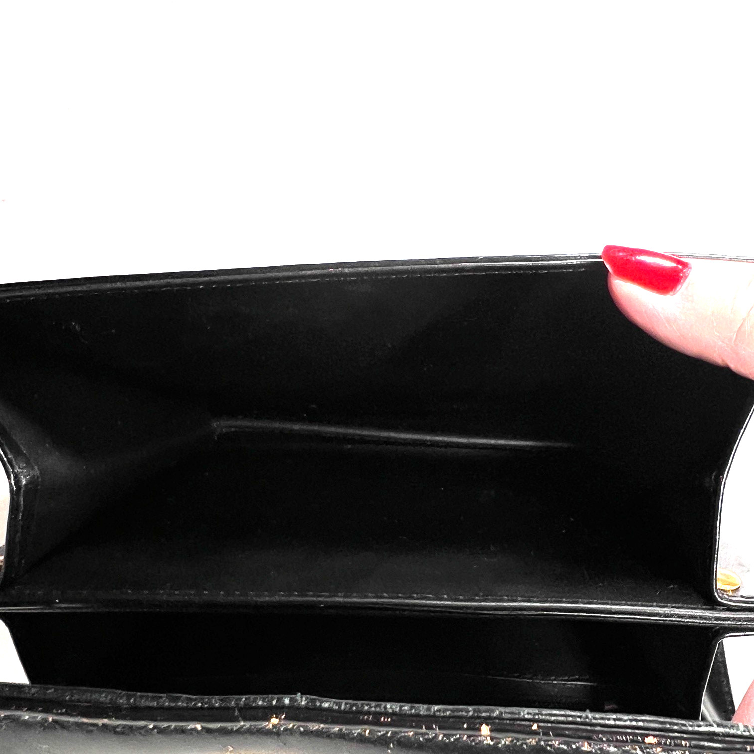 Vtg Tano of Madrid Small Black Leather Handbag Top Handle Flap Turnlock w/Mirror