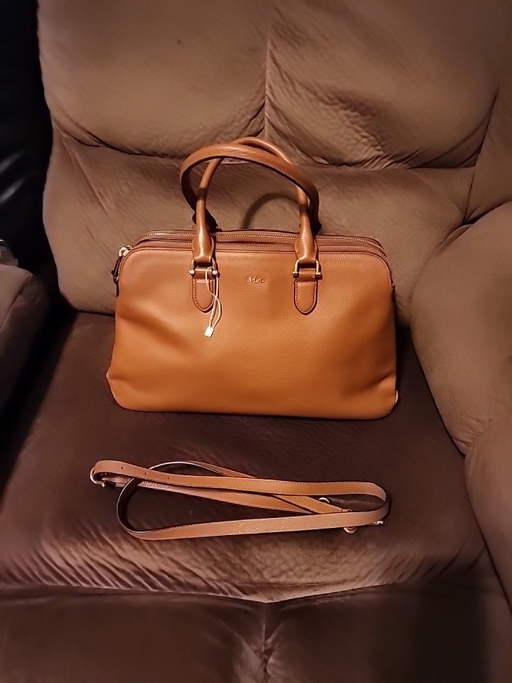 Ralph Lauren Classic Double Brown Leather Satchel Shoulder, Crossbody Bag, Vguc