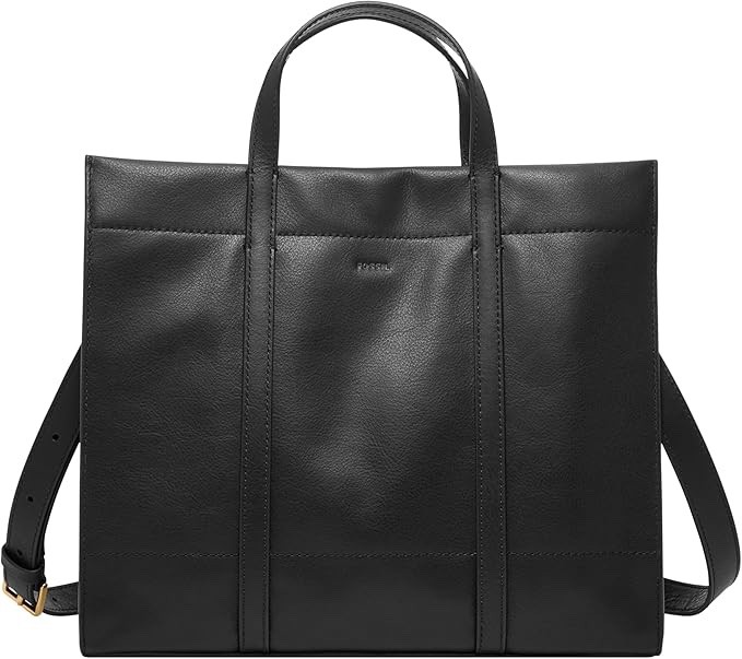 Fossil Carmen Leather Shopper Tote Bag, Crossbody, Black – NWT