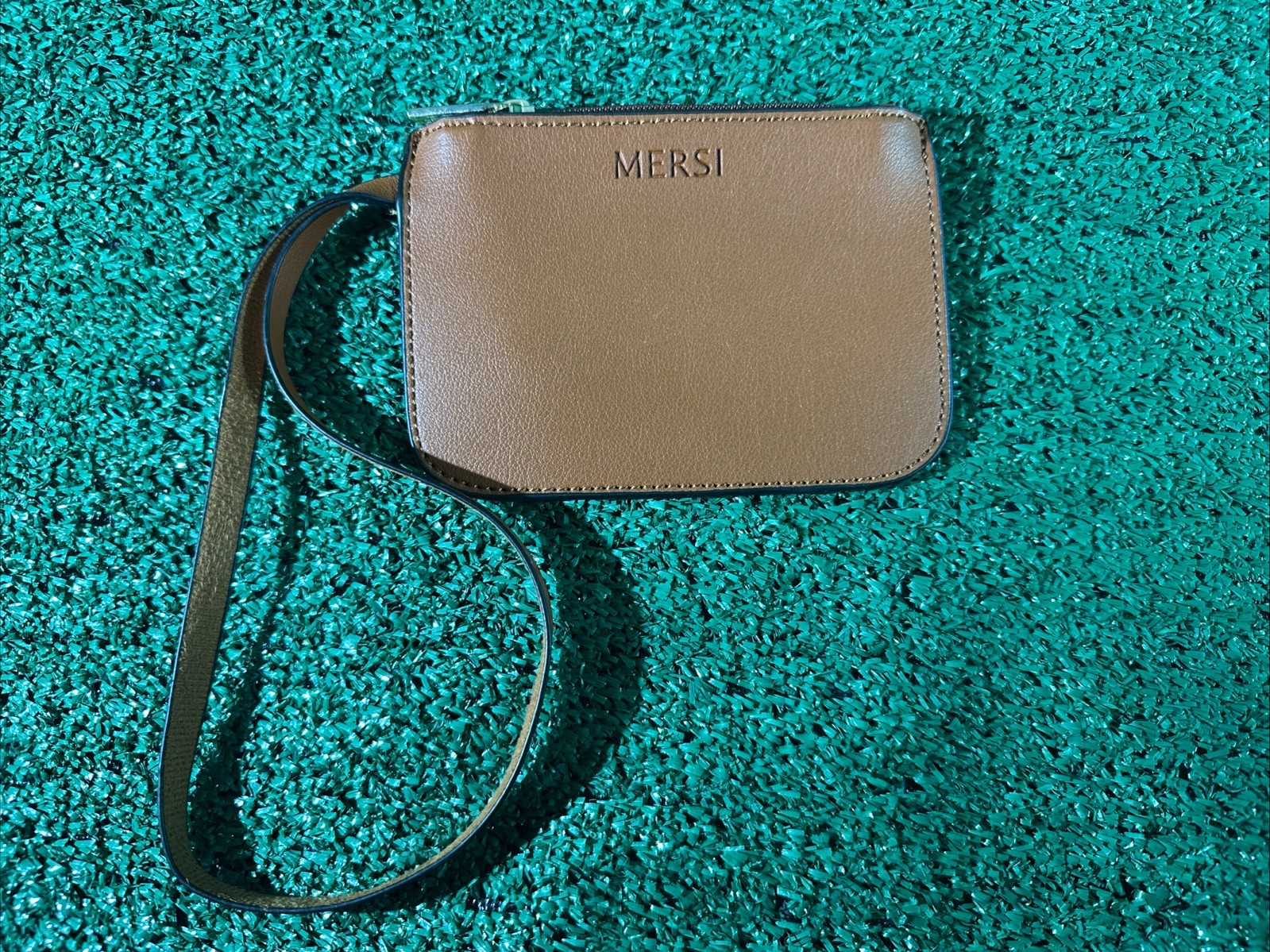 MERSI Vegan Faux Leather Brown Coin Purse Wristlet