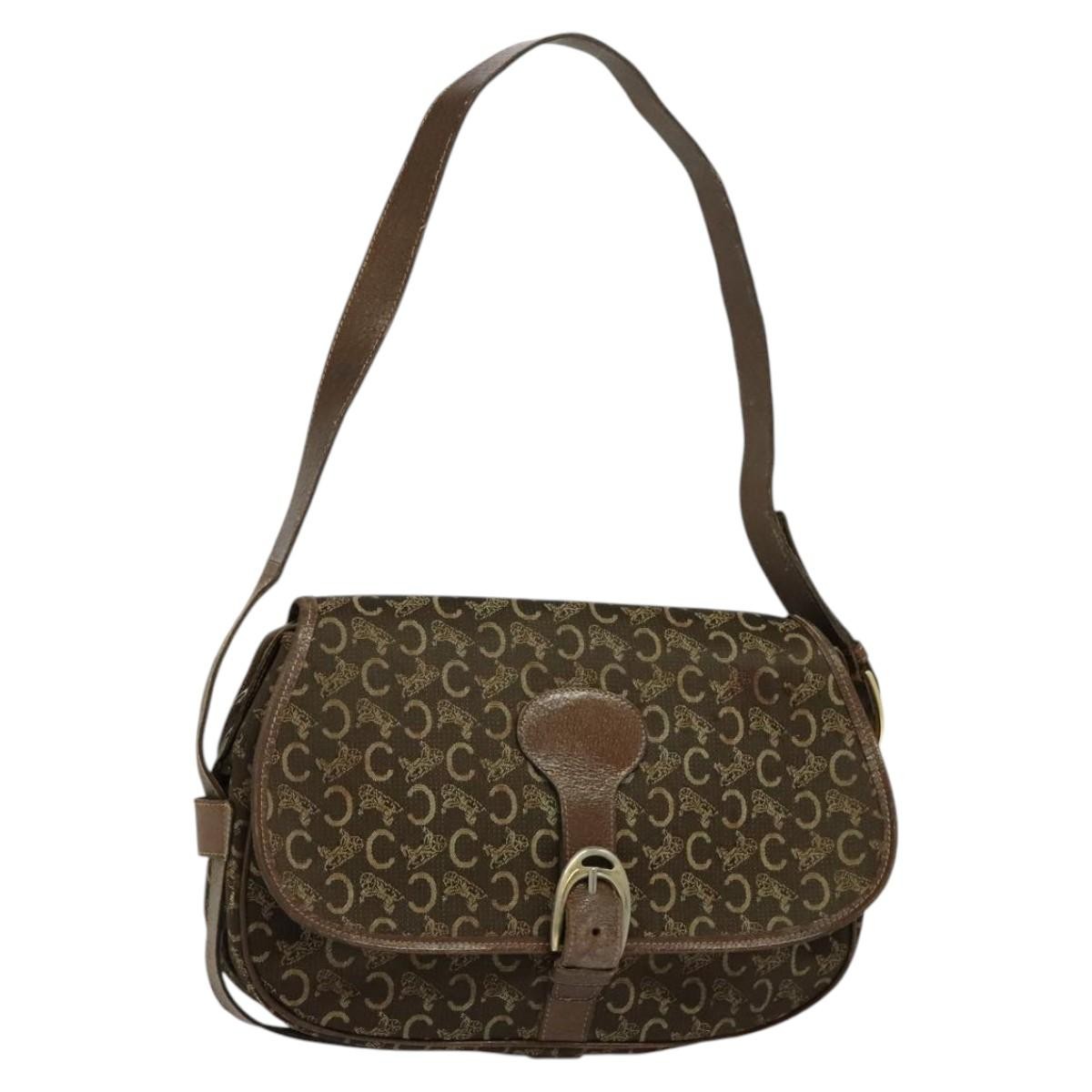 CELINE C Sulky Shoulder Bag Canvas Brown Auth bs23894