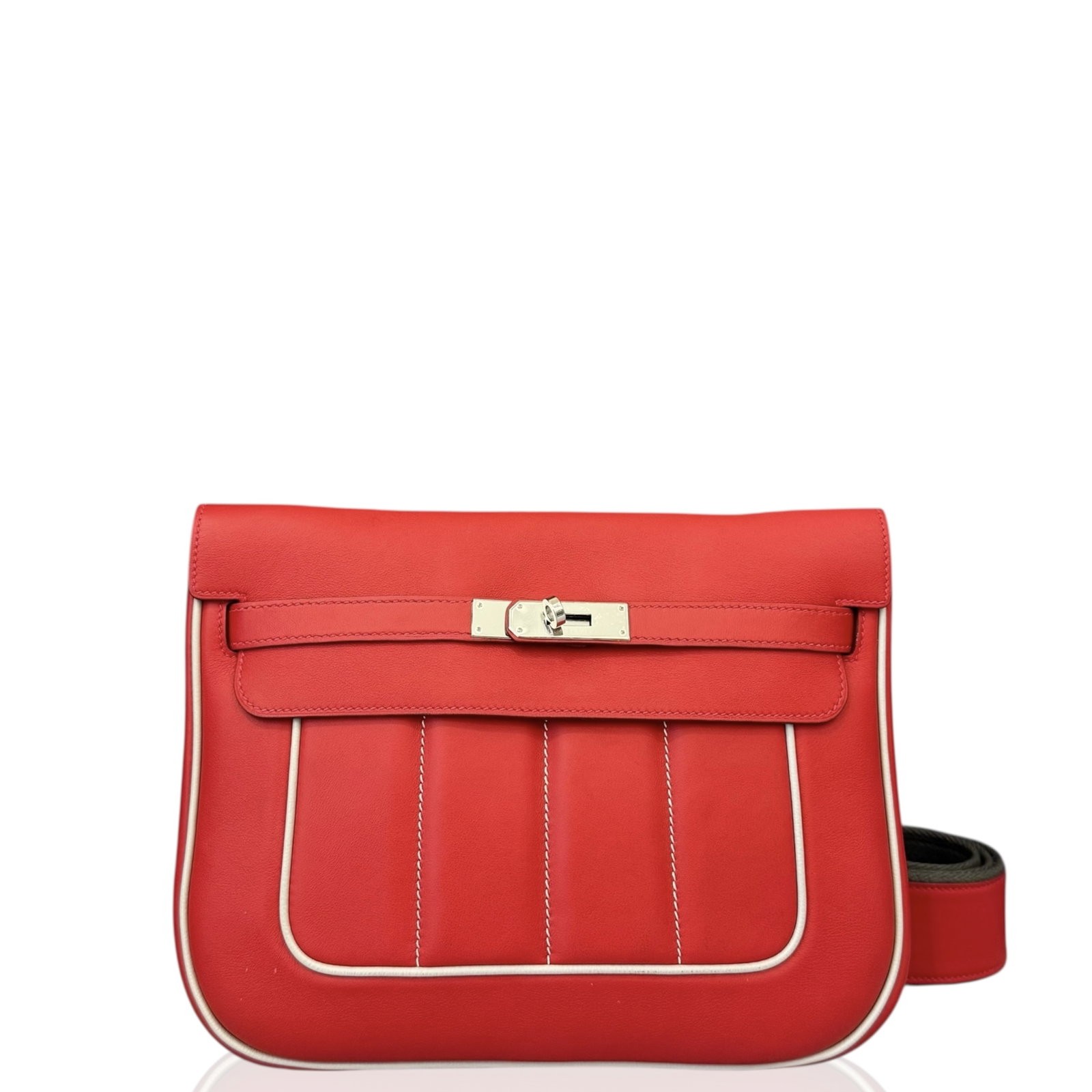 Hermes Berline 28 80 Pearl Grey S3 Rouge De Corur Evercolor Swift (sl031026a2)