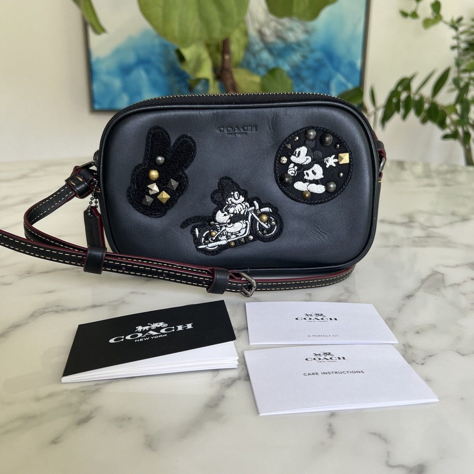Coach X Disney Crossbody Pouch in Glove Calf Leather with Mickey Patches F59532