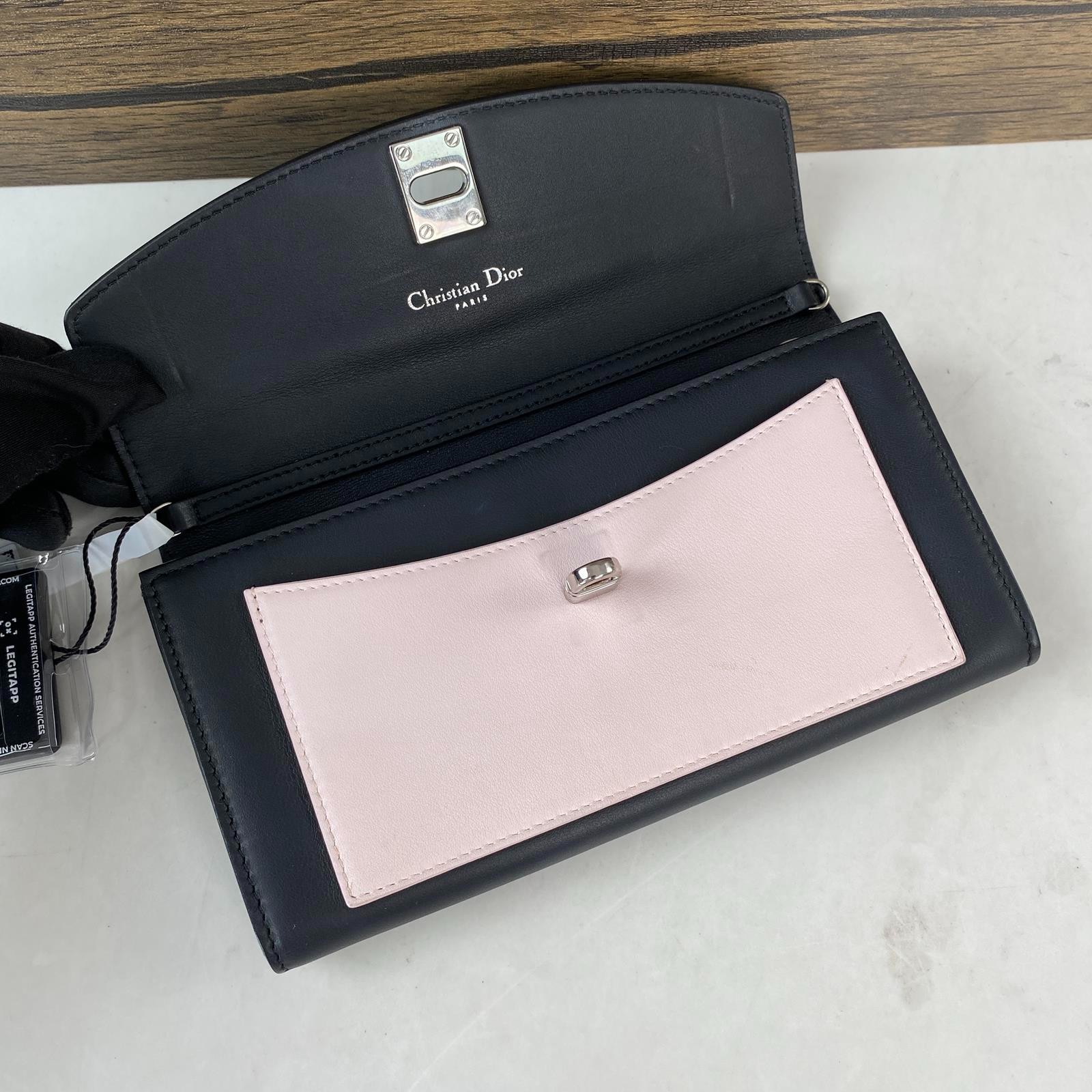 Authentic Pre-Owned Dior Two-Tone Black and Pink Calfskin Long Flip-Top Wallet