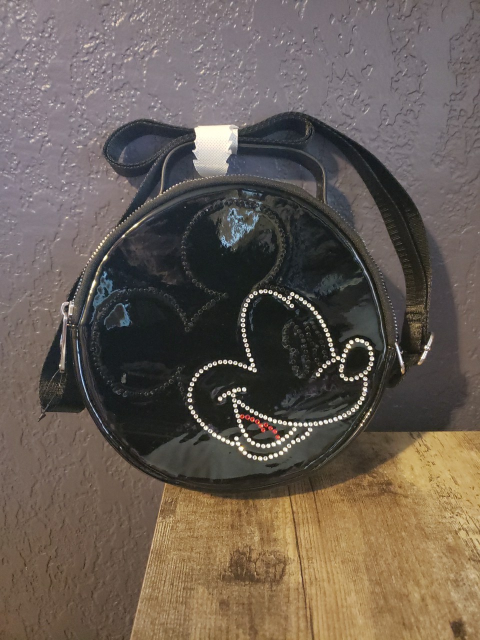 Buckle Down Disney Mickey Mouse Round Crossbody Bag NWOT Rhinestone Patent PU