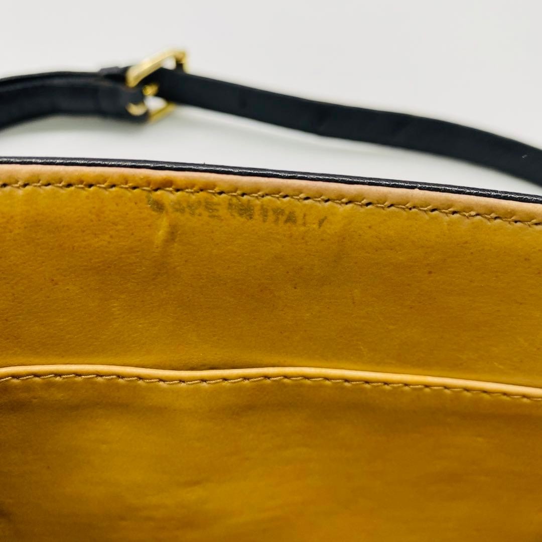 CELINE Triomphe Calfskin 2way Shoulder Crossbody Clutch Bag Black Gold Auth
