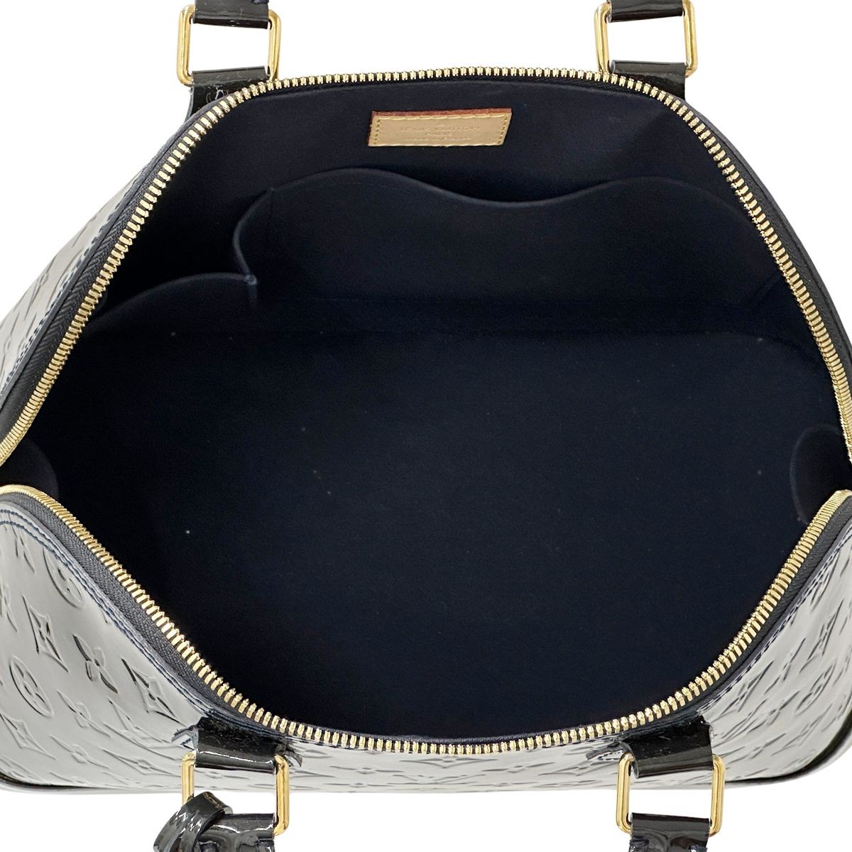 Louis Vuitton Alma PM Monogram Vernis Handbag Blue Dark Blue Gold M91611