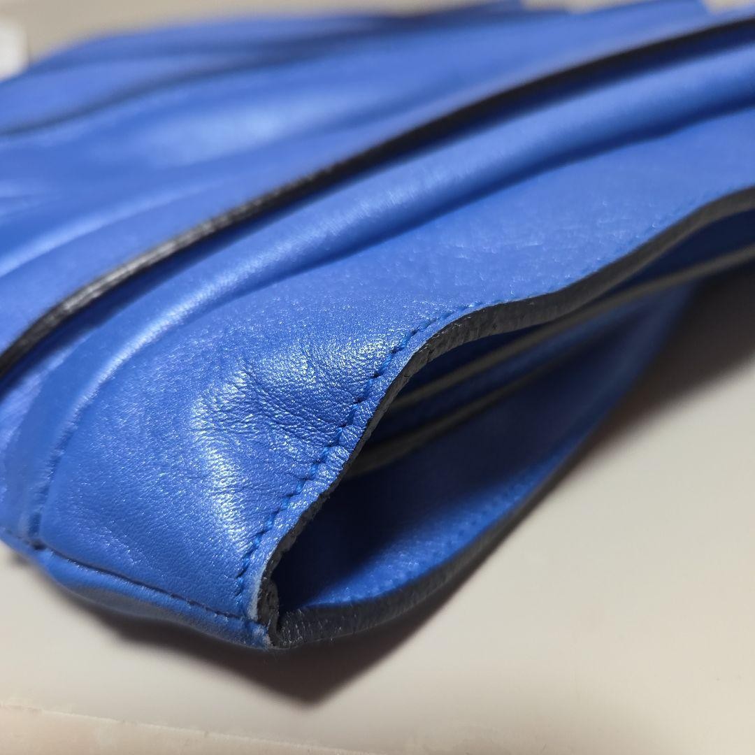 LUPO Barcelona Pleated Handbag Tote Bag Leather Blue Used #3253