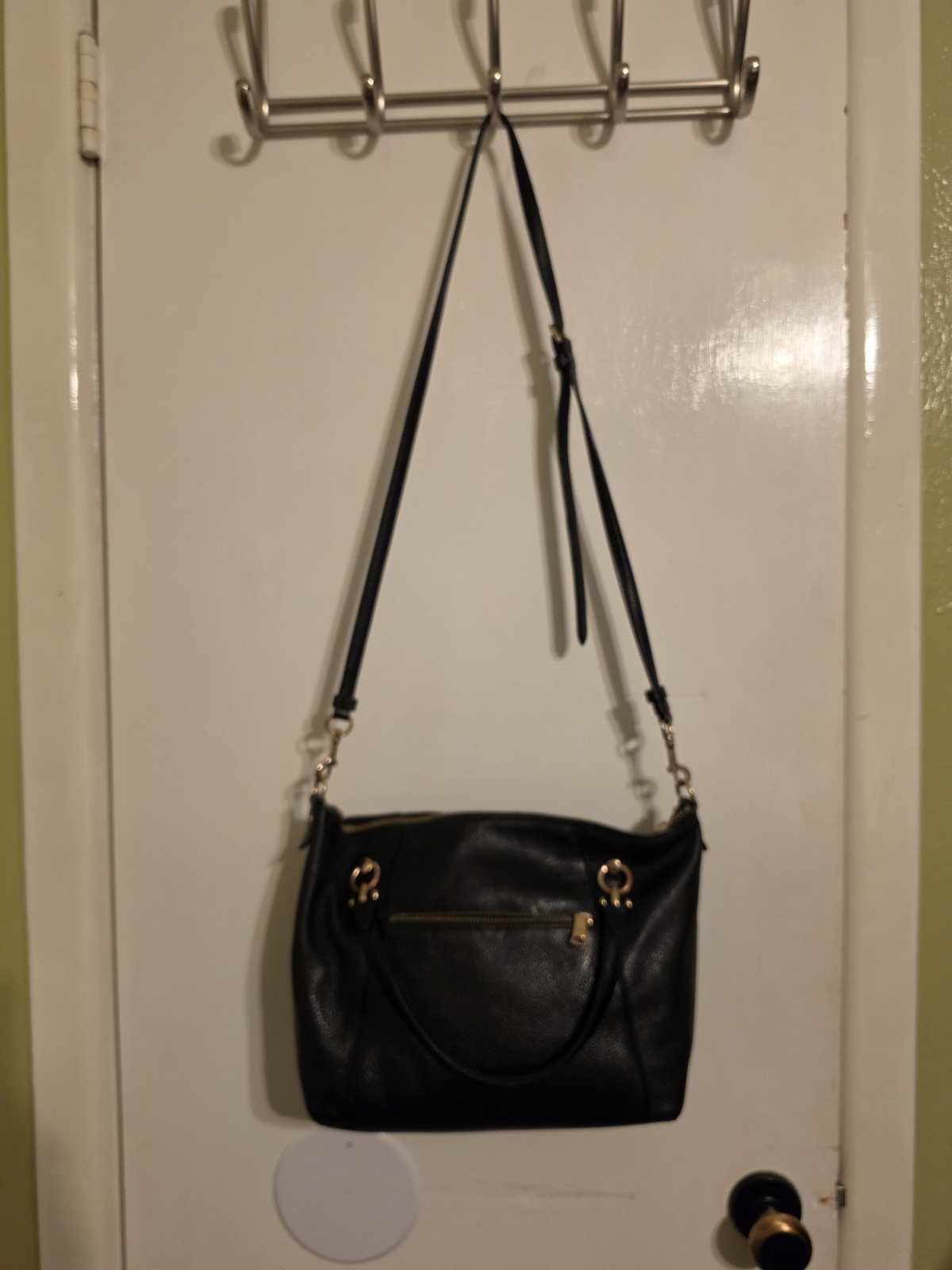 Coach Women’s Black Pebbled Satchel Top Handle Zip Detachable Strap Pockets