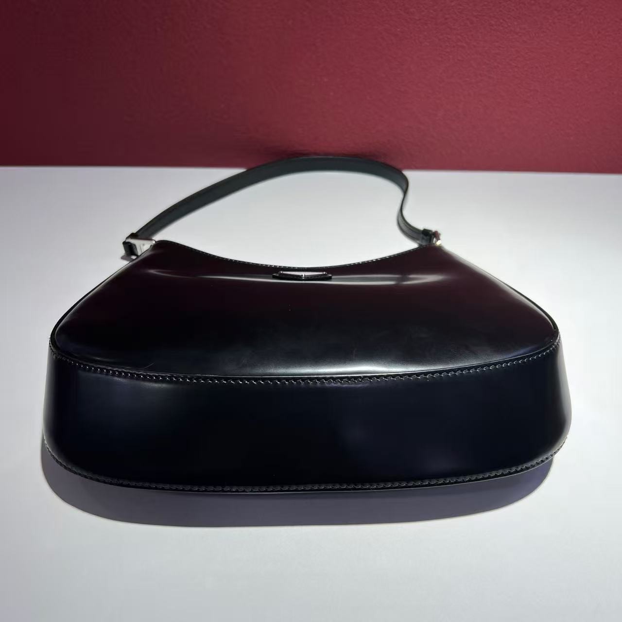 Authentic Prada Cleo black Patent Leather Shoulder Bag