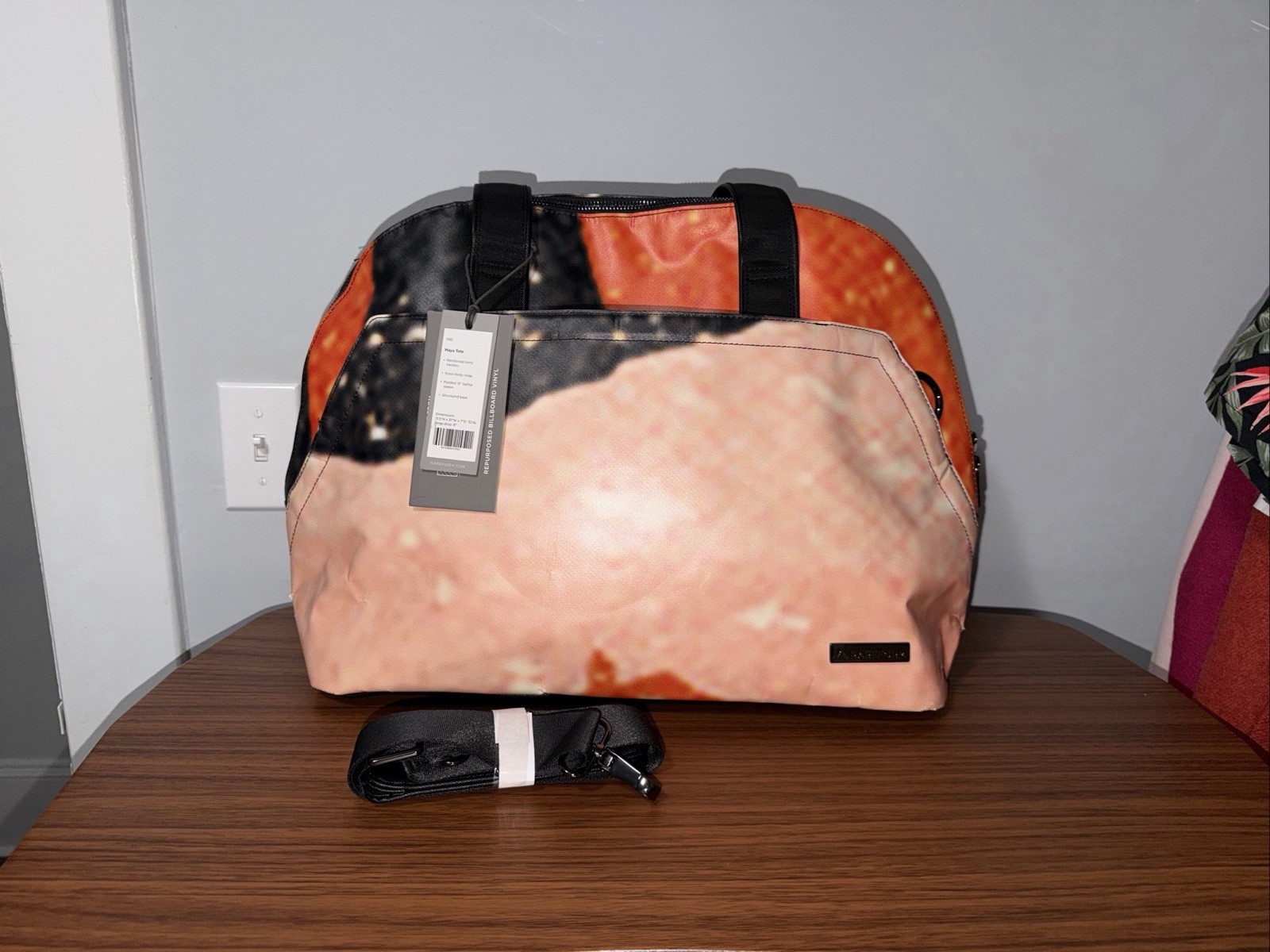 Rareform Recycled Billboard Tote Bag Orange Black White Pink Large
