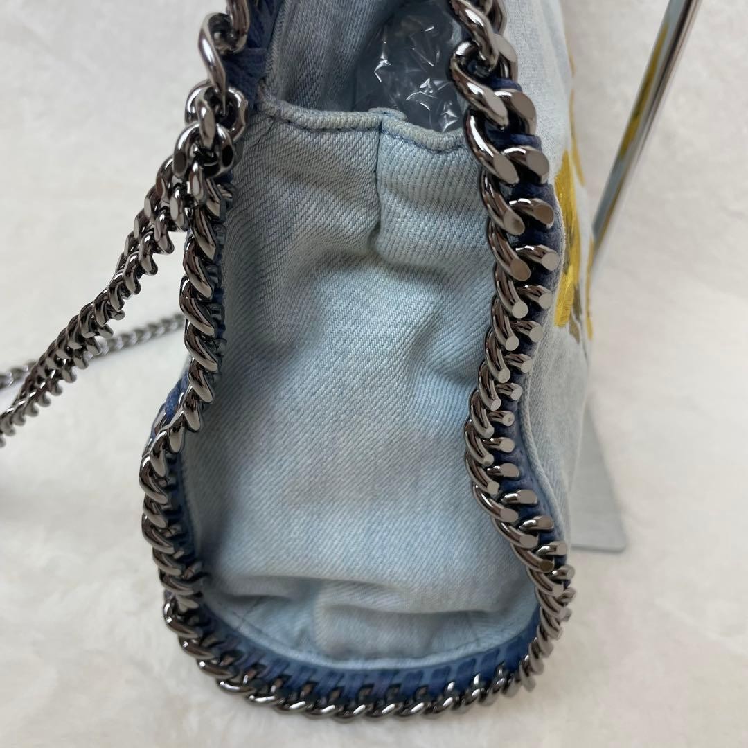 STELLA MCCARTNEY Falabella Tote bag Denim Floral embroidered 2way Authentic