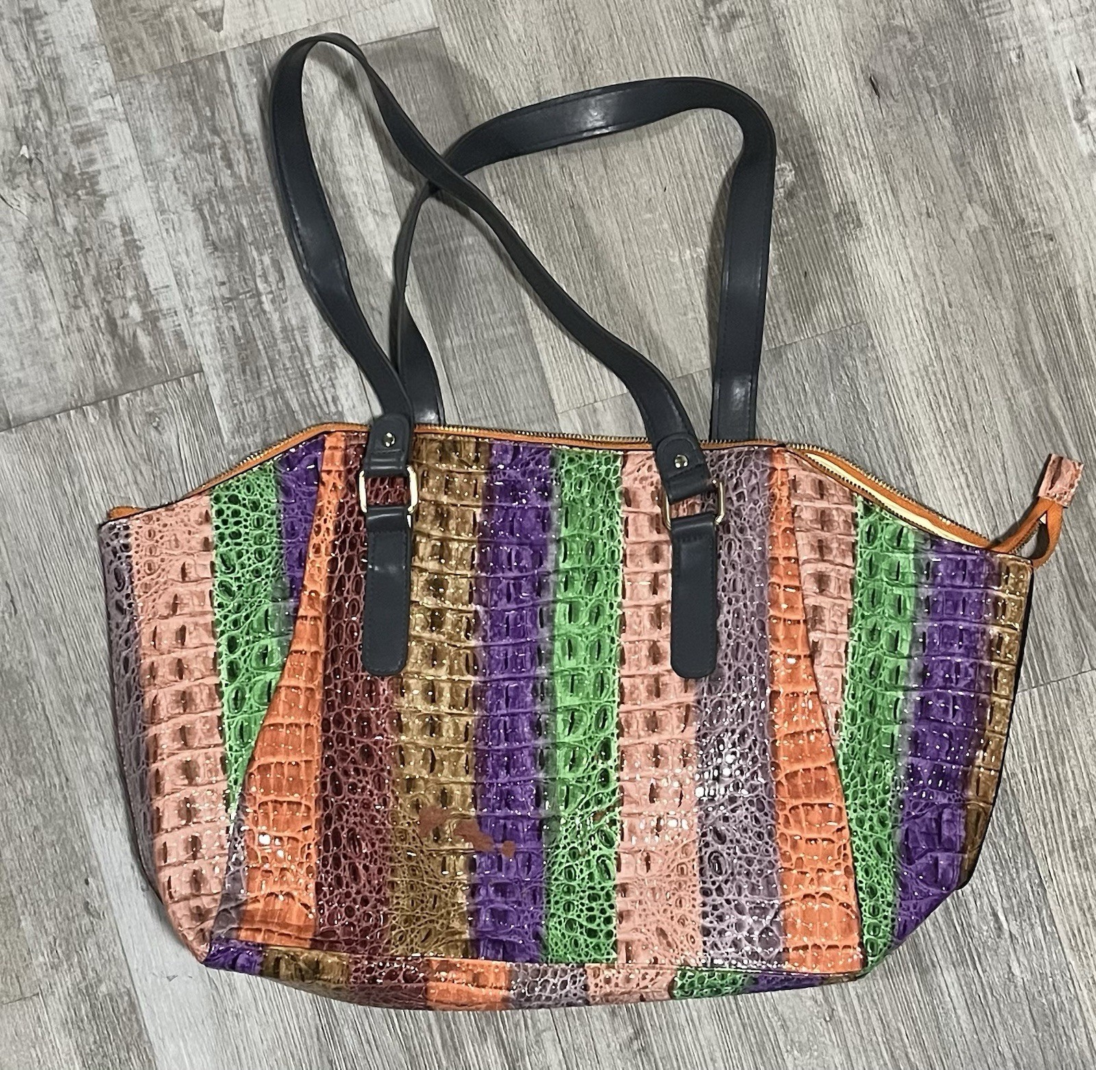 Sondra Roberts Squared Multicolored Faux Leather Shoulder Bag Handbag Purse