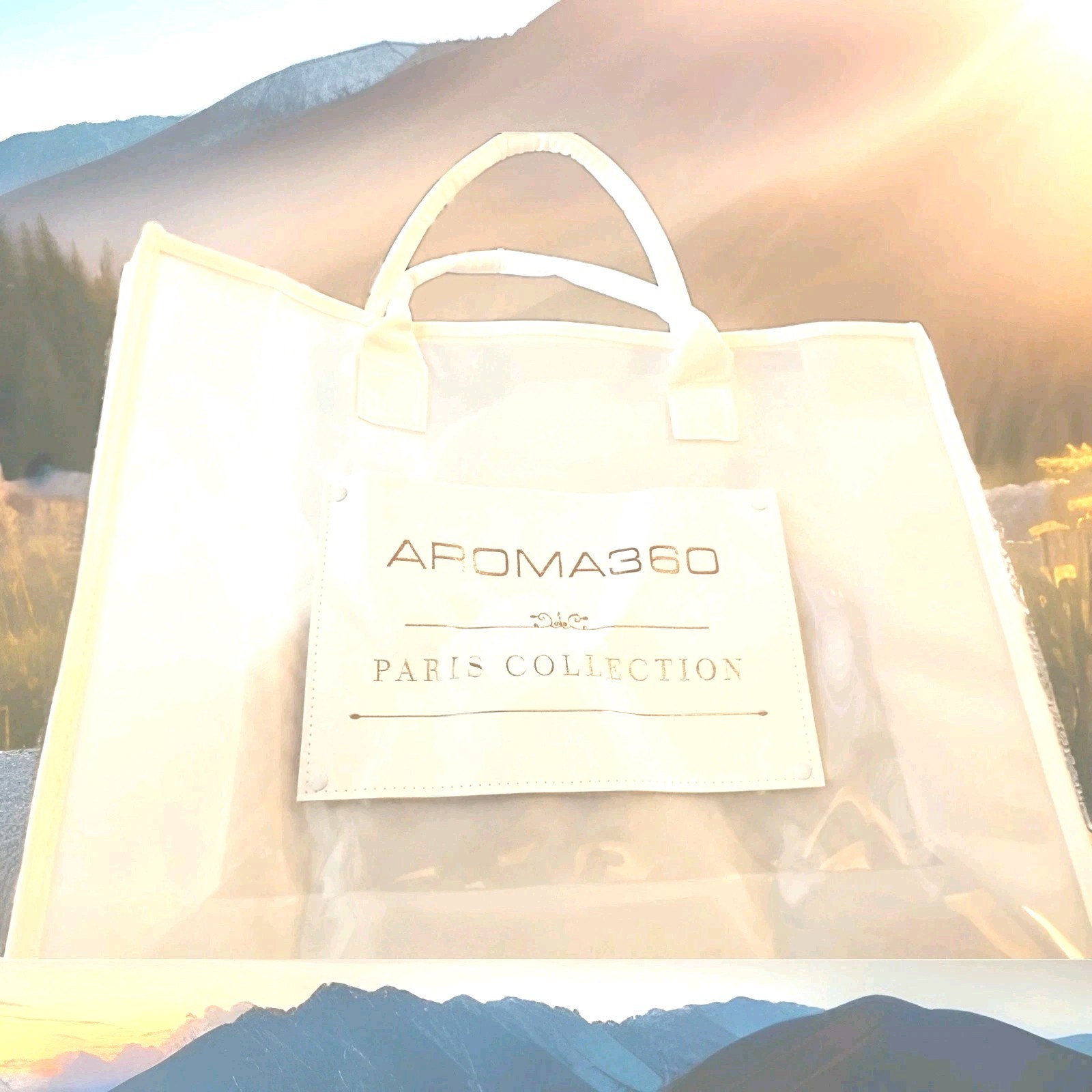 AROMA360 Paris Collection Clear Tote Bag Solid Pattern White Handles Women
