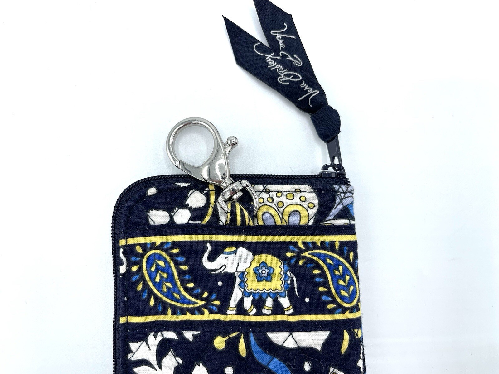Vera Bradley ELLIE BLUE Zip around Pouch Lobster Clasp Clip Purse Case EC