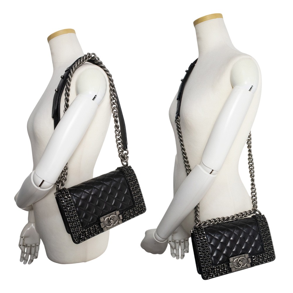 CHANEL A67085 Boy Chanel 20 Aged calfskin, Black Shoulder Bag