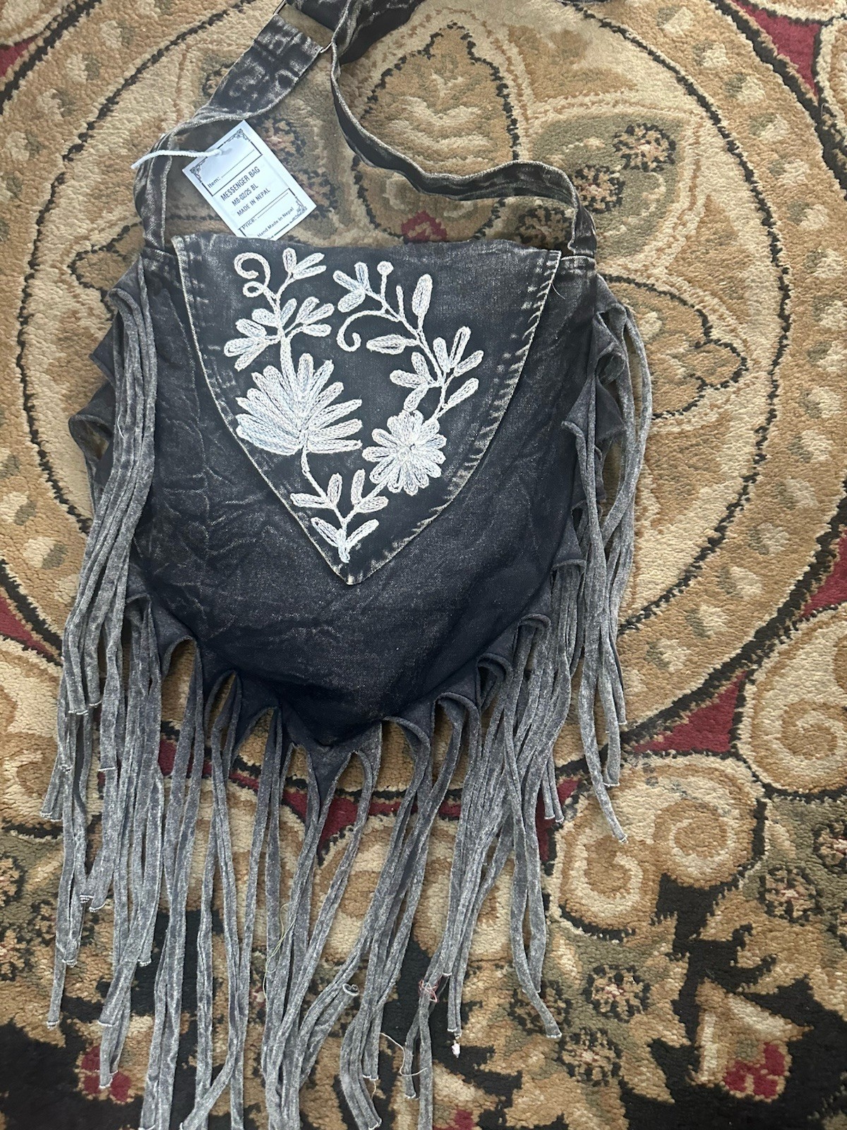 Boho Festival Crossbody Bag With Fringe And Embroidery