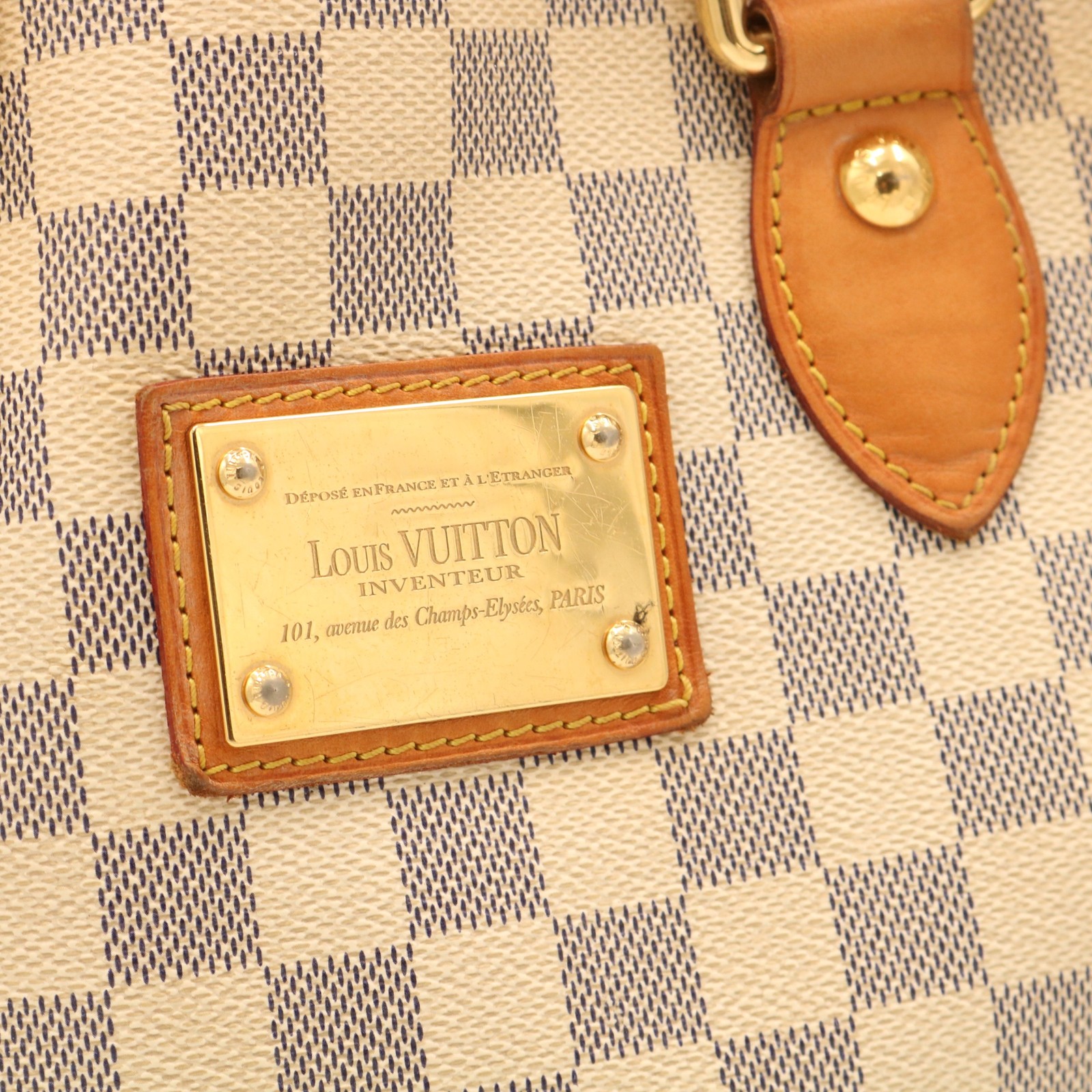 Authentic Louis Vuitton N51207 Hampstead PM White Damier Azur Tote Bag