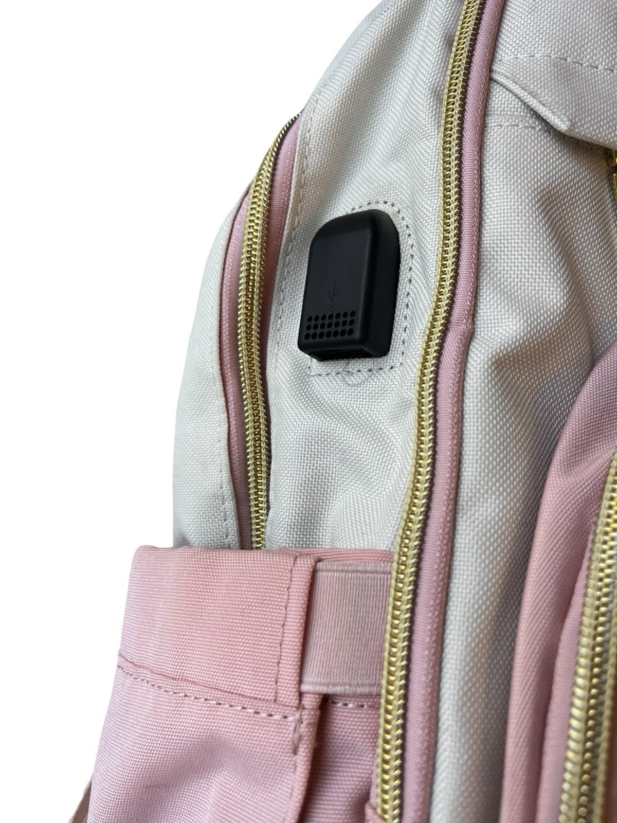 LOVEVOOK Pink Cream Laptop Backpack USB Port Travel Work School Diaper Bag